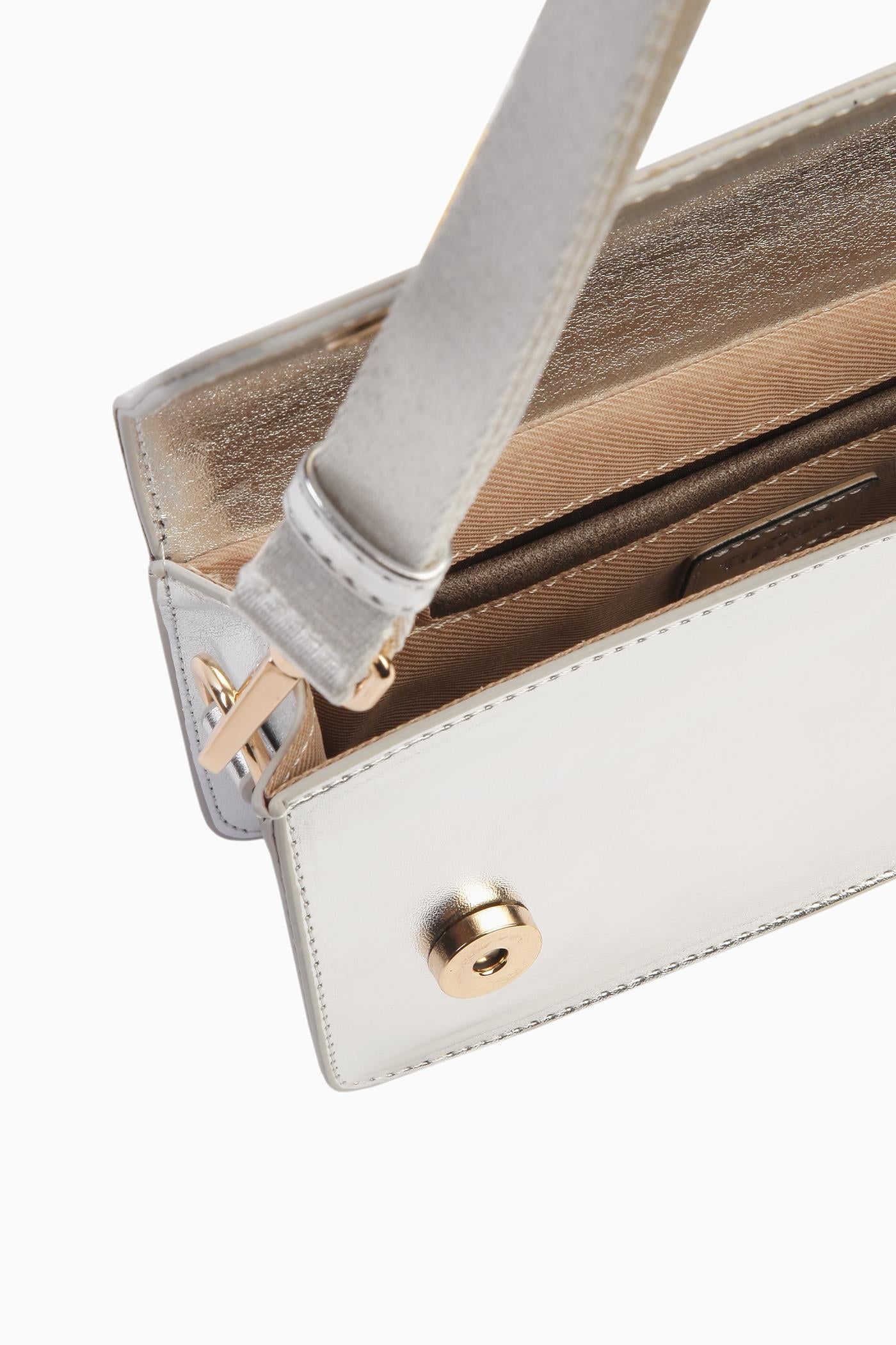 Kolon Kulplu Mini Flap Çanta - Gümüş TUGBA