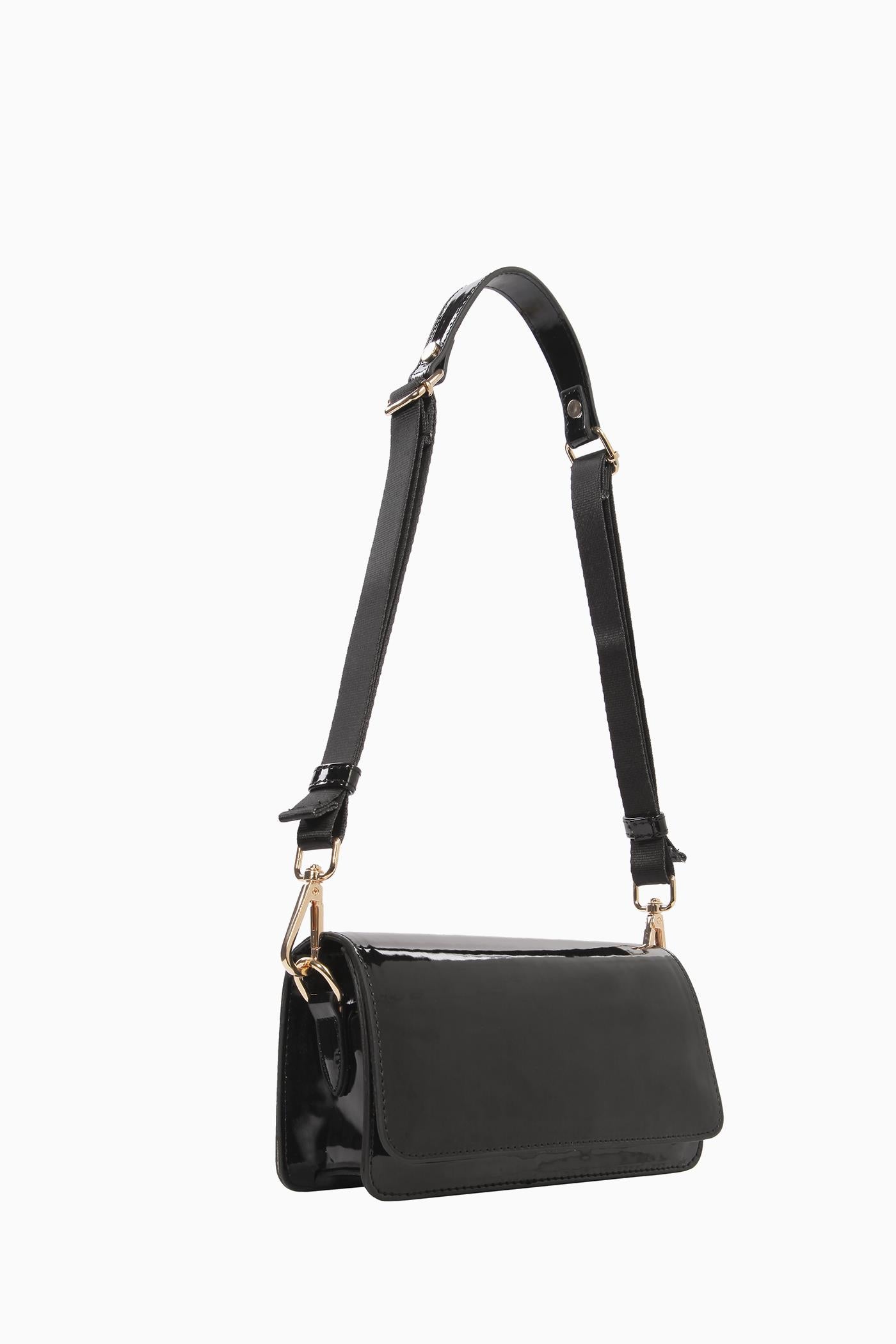 Kolon Kulplu Mini Flap Çanta - Siyah TUGBA