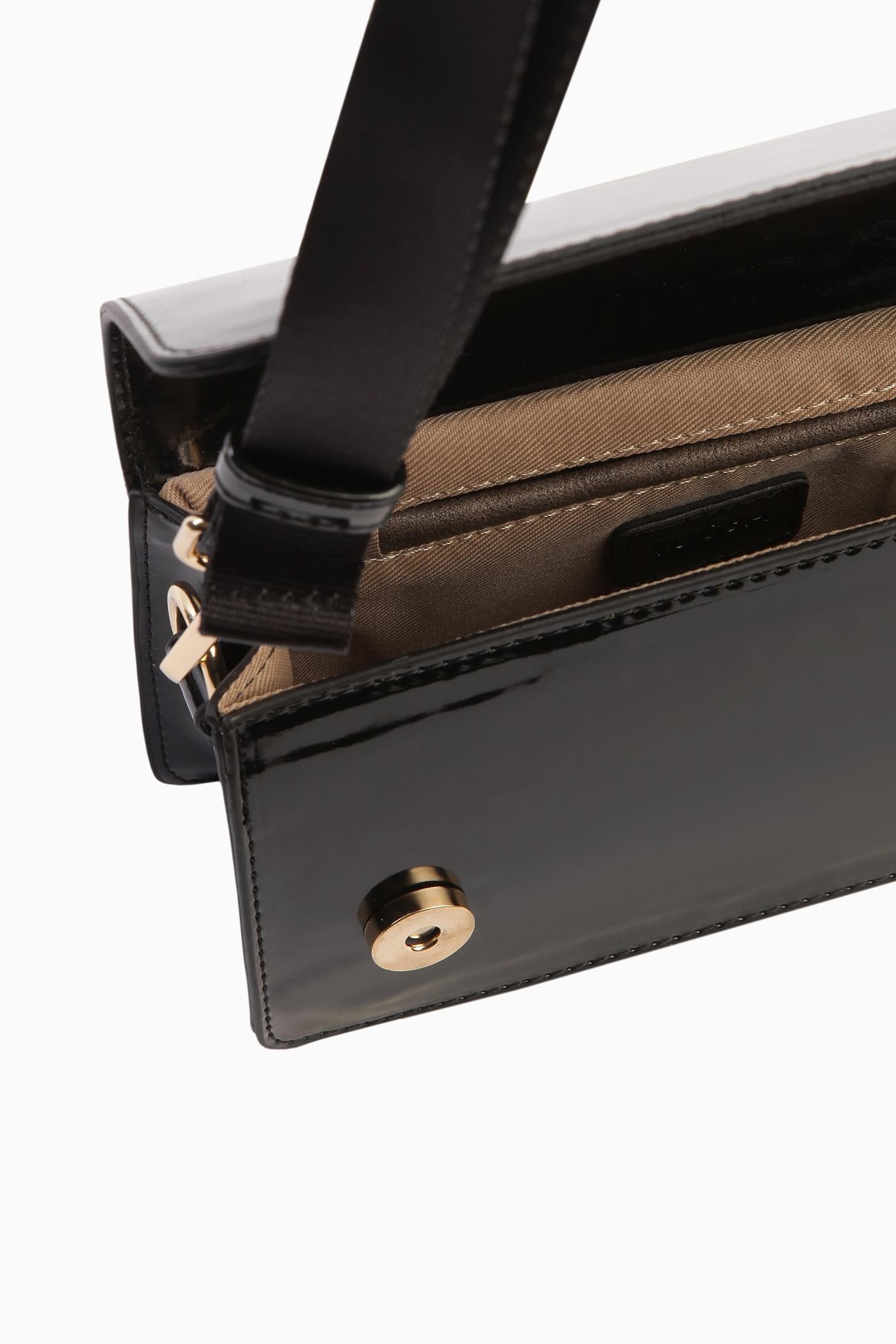 Kolon Kulplu Mini Flap Çanta - Siyah TUGBA