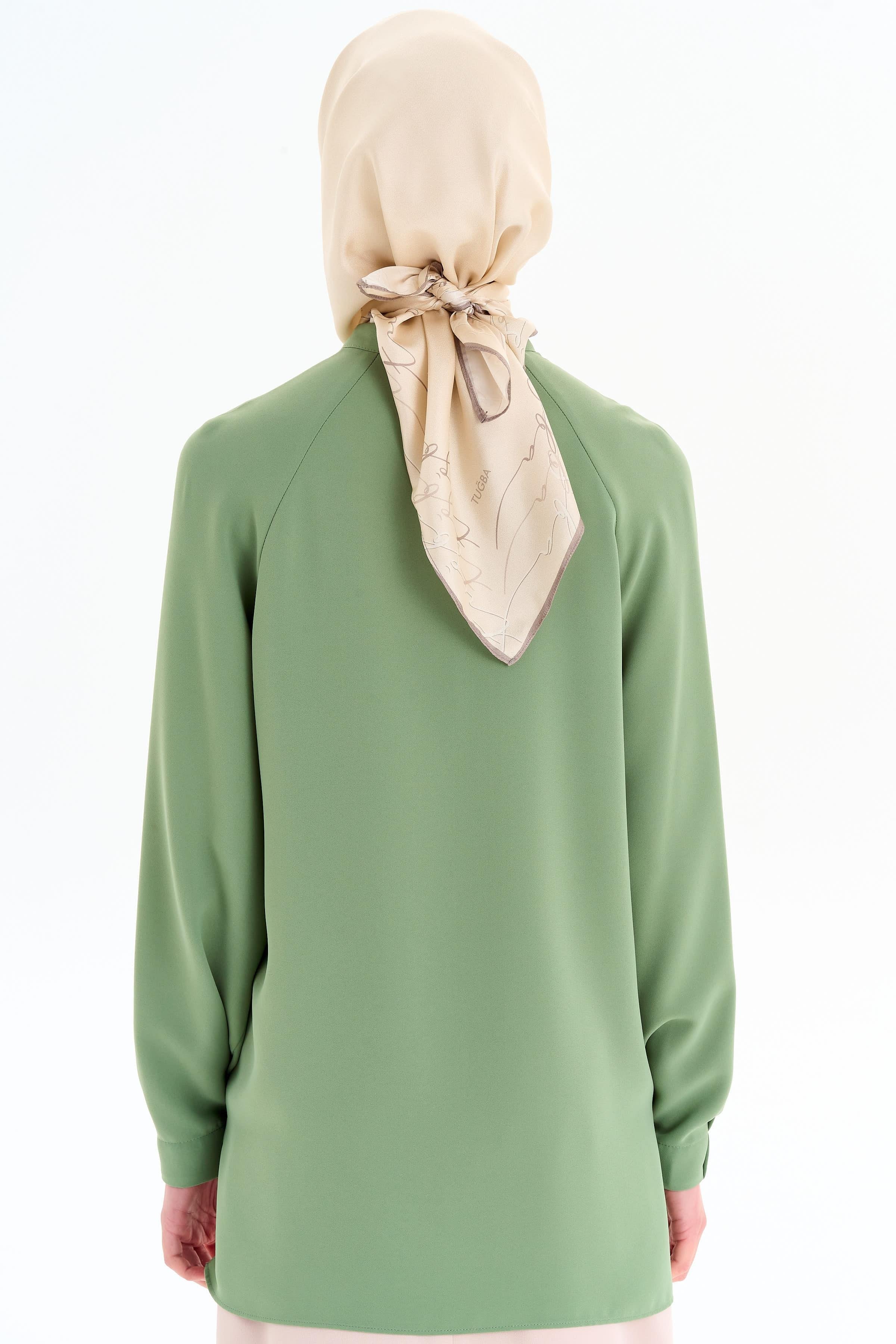 Kolu Pile Detaylı Bluz - Mint TUGBA