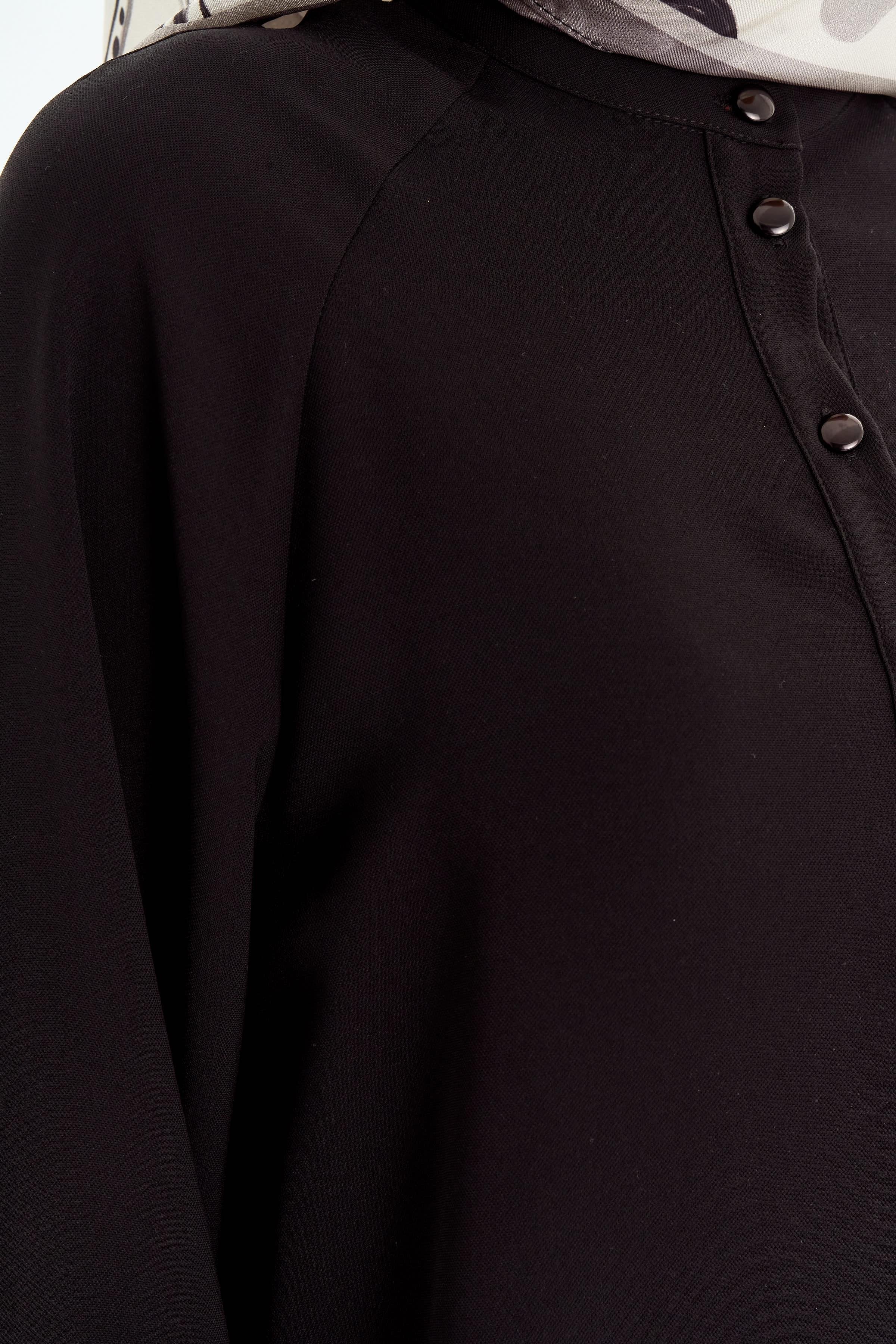 Kolu Pile Detaylı Bluz - Siyah TUGBA