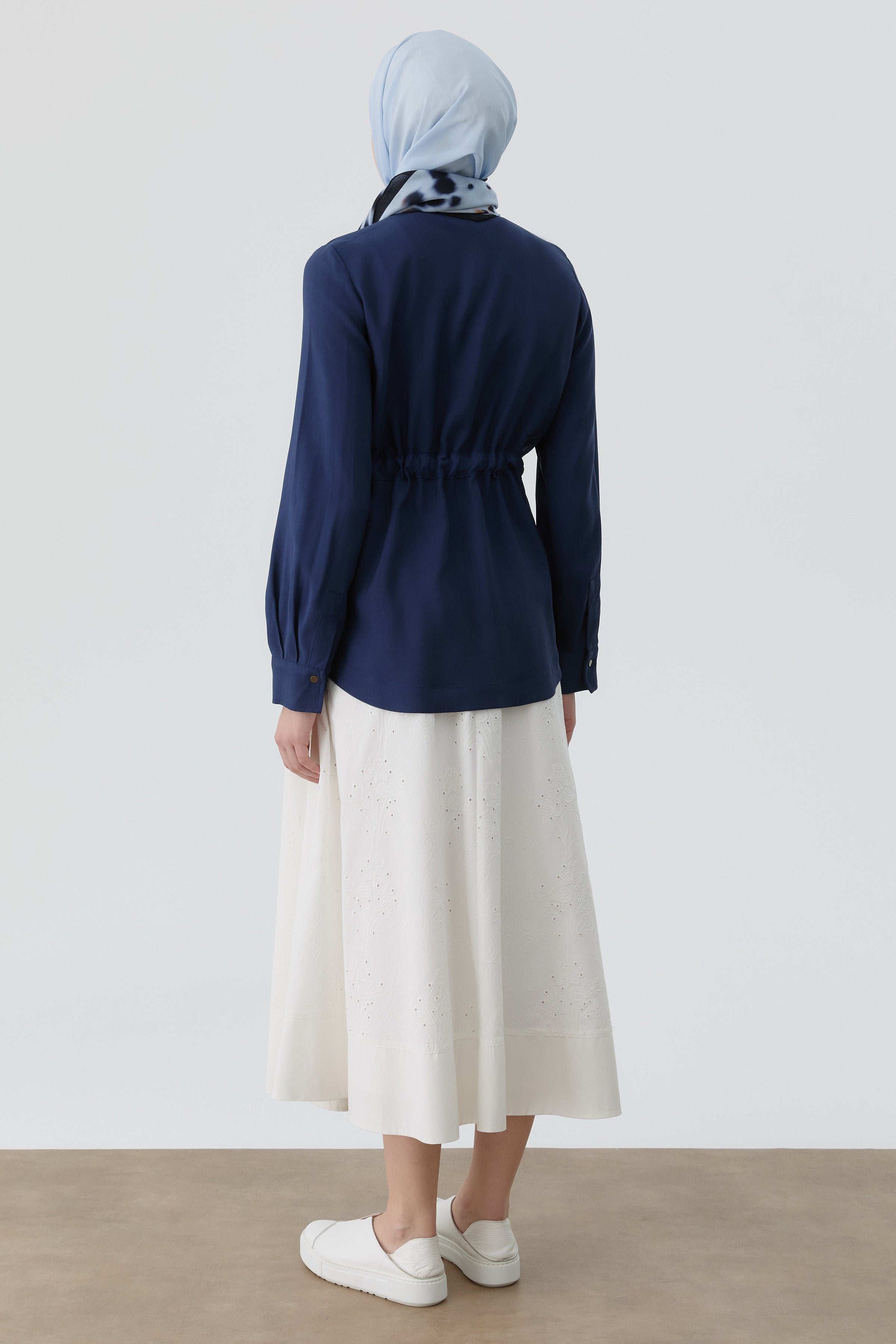 Kombinli Brode Etek - Ekru TUGBA