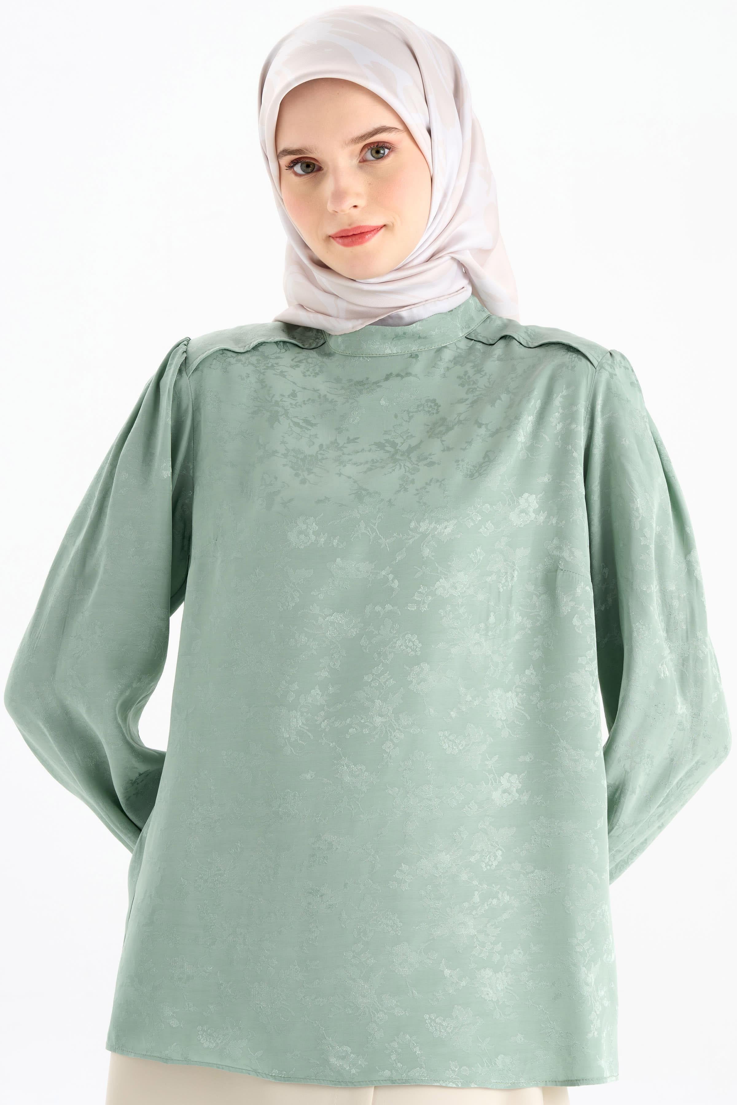 Kravat Detaylı Bluz - Mint TUGBA