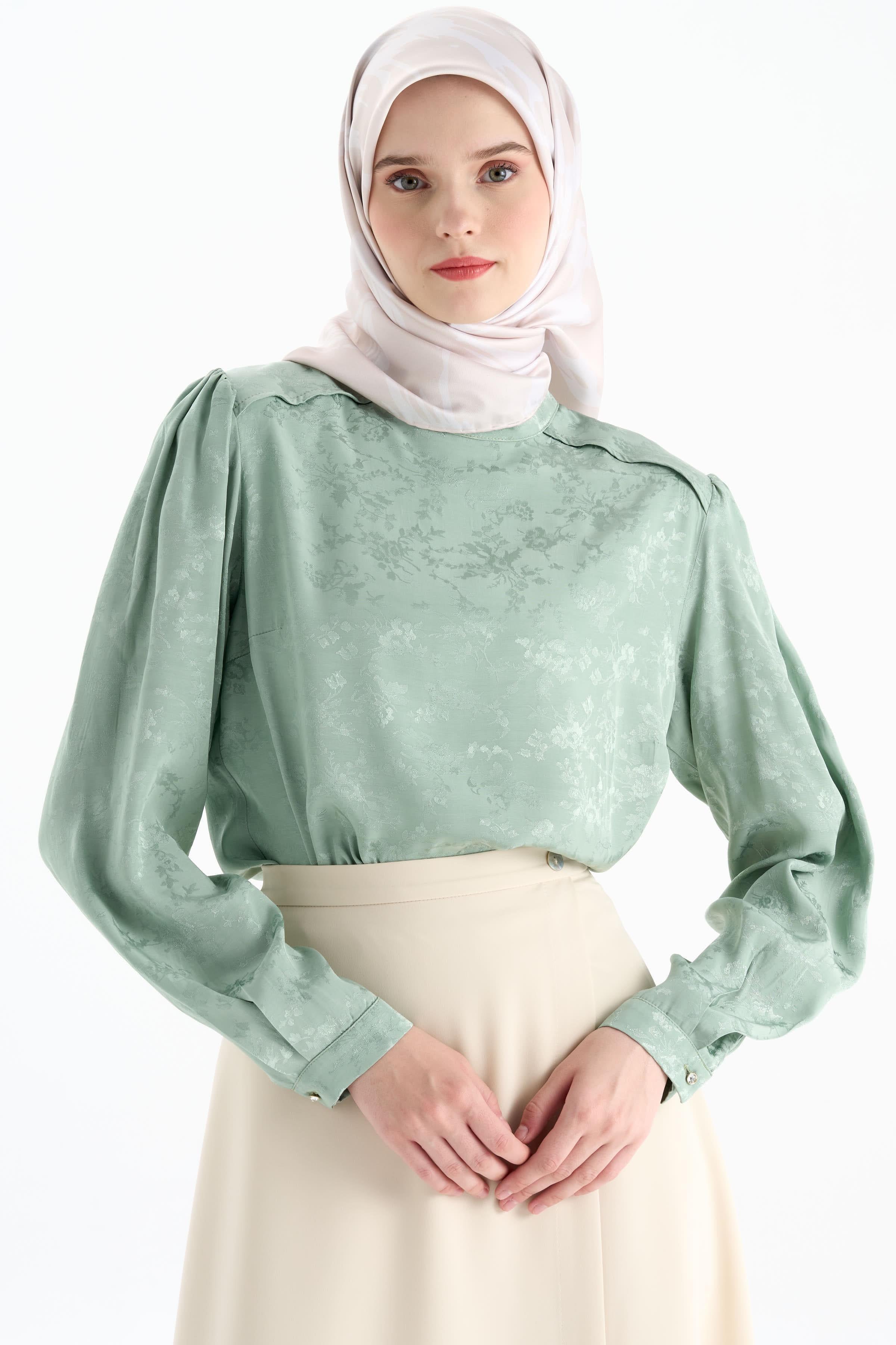 Kravat Detaylı Bluz - Mint TUGBA