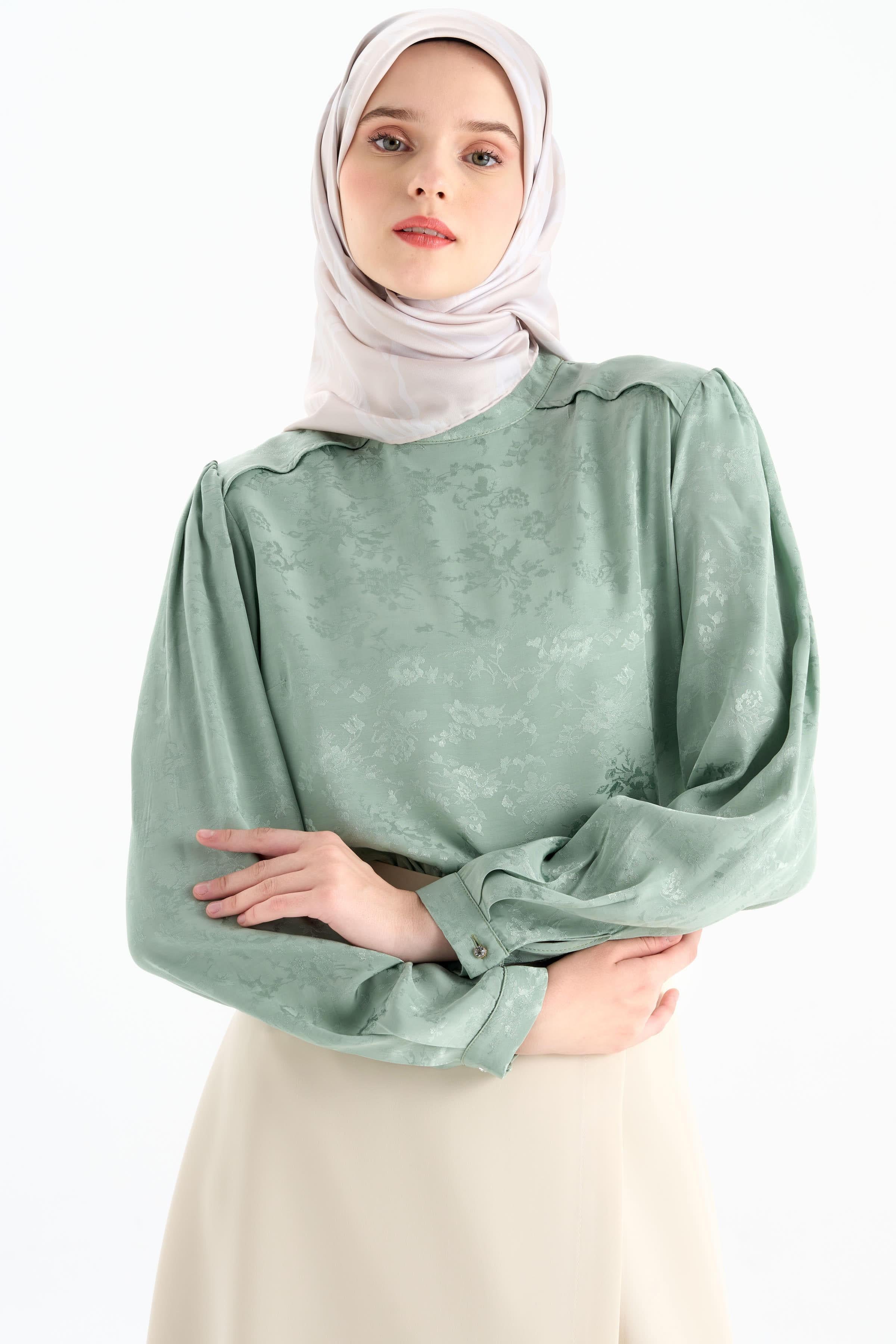 Kravat Detaylı Bluz - Mint TUGBA