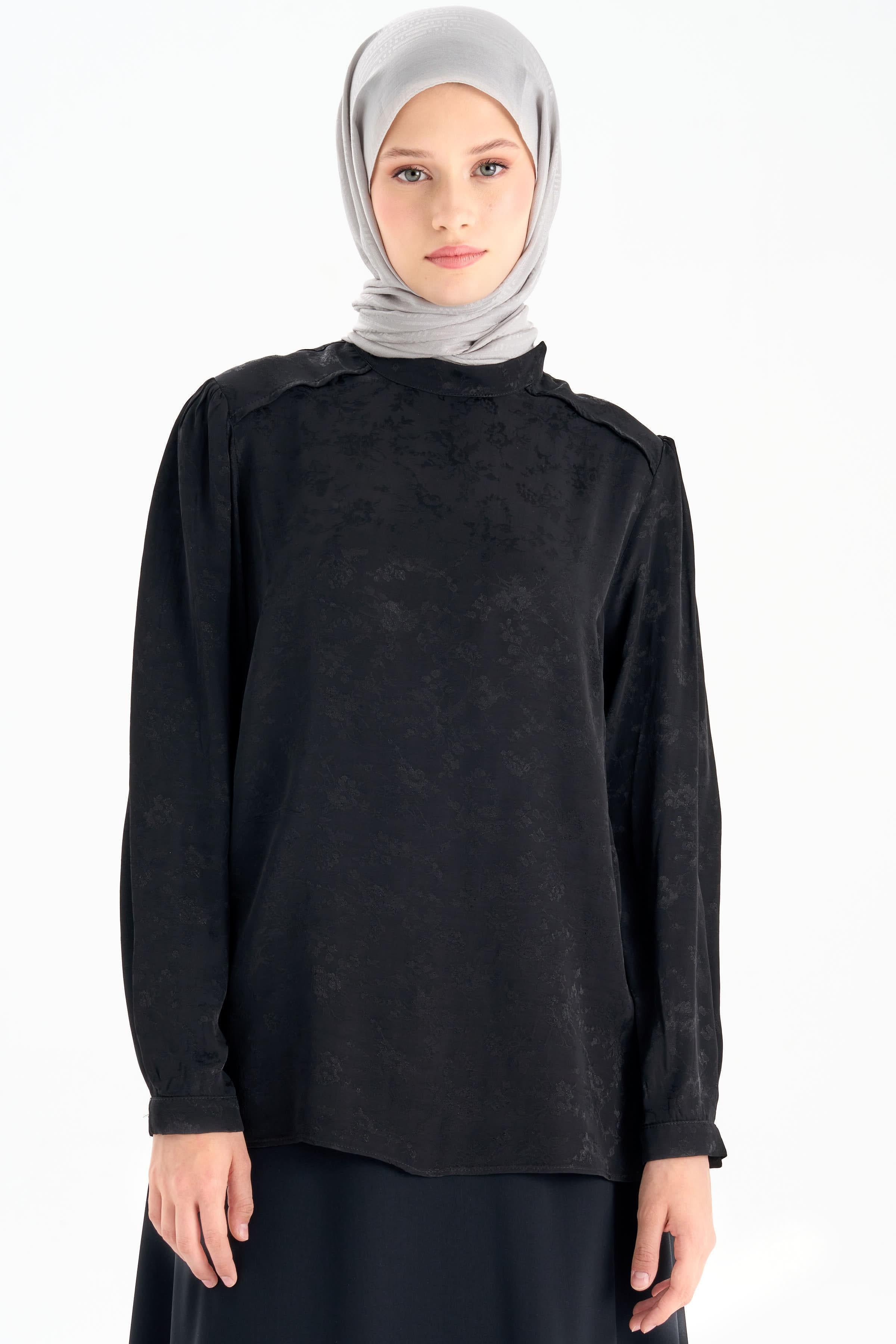 Kravat Detaylı Bluz - Siyah TUGBA