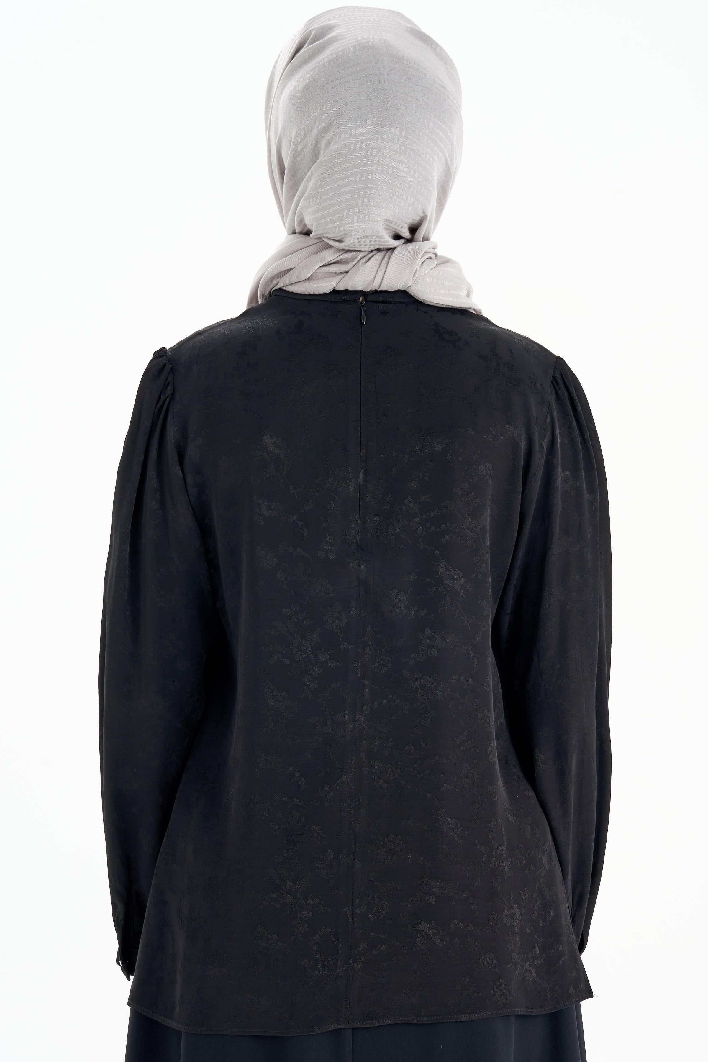 Kravat Detaylı Bluz - Siyah TUGBA