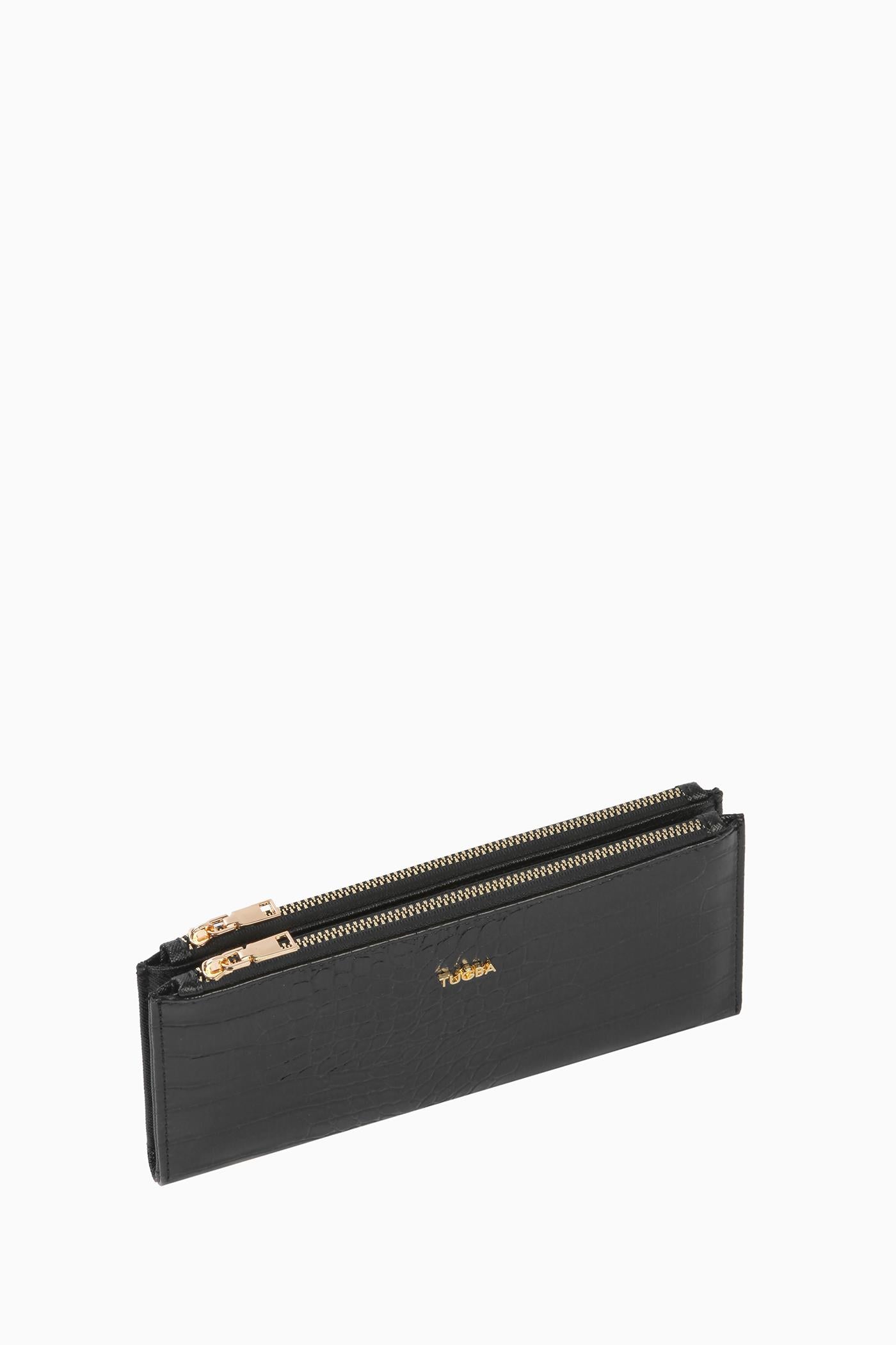 Krokodil Cüzdan Kartlık - Siyah TUĞBA