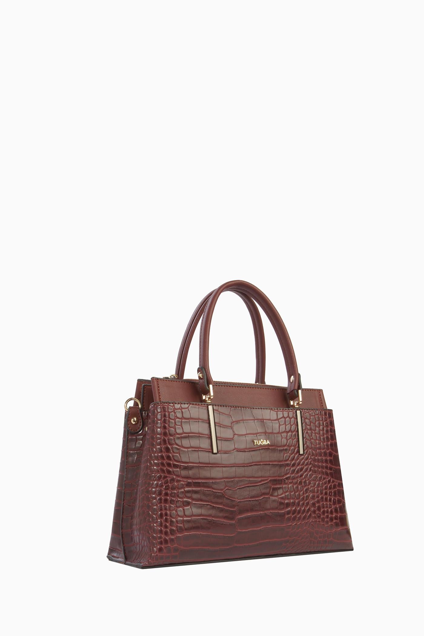 Krokodil Desen Çanta - Bordo TUGBA