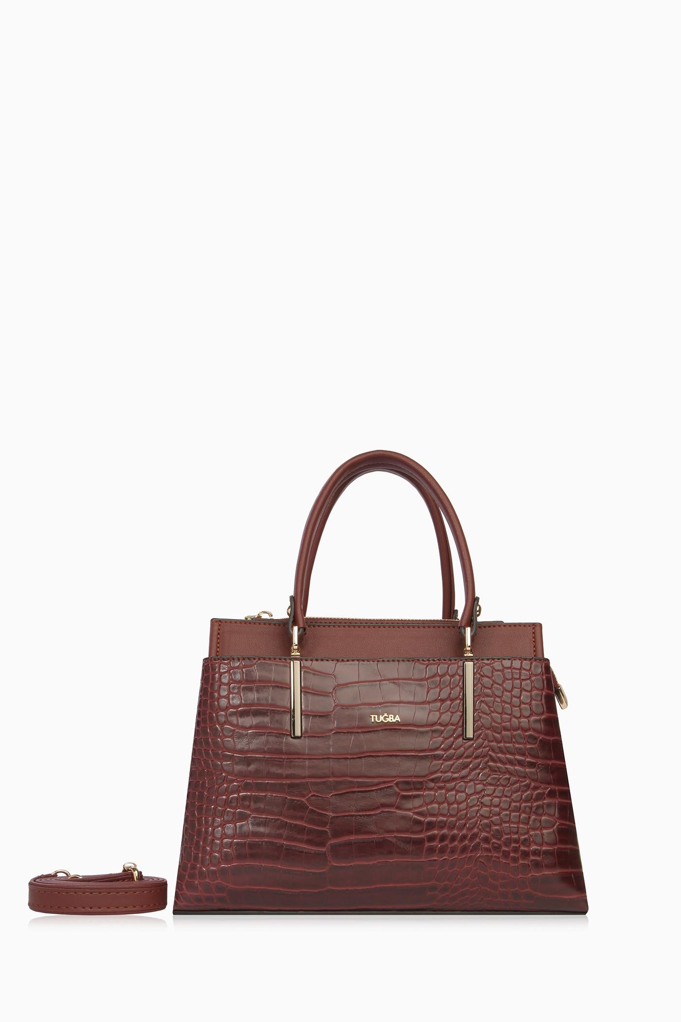 Krokodil Desen Çanta - Bordo TUGBA