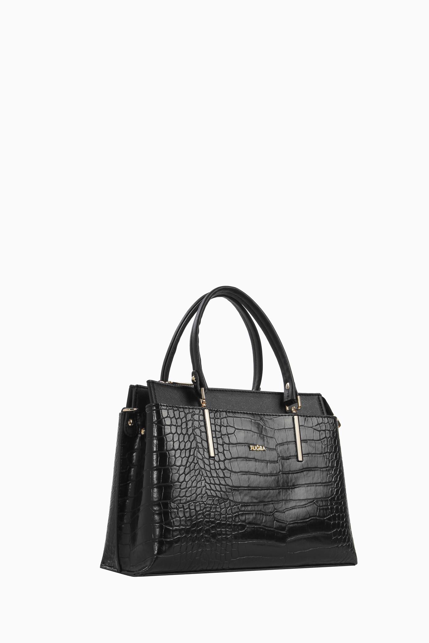 Krokodil Desen Çanta - Siyah TUGBA