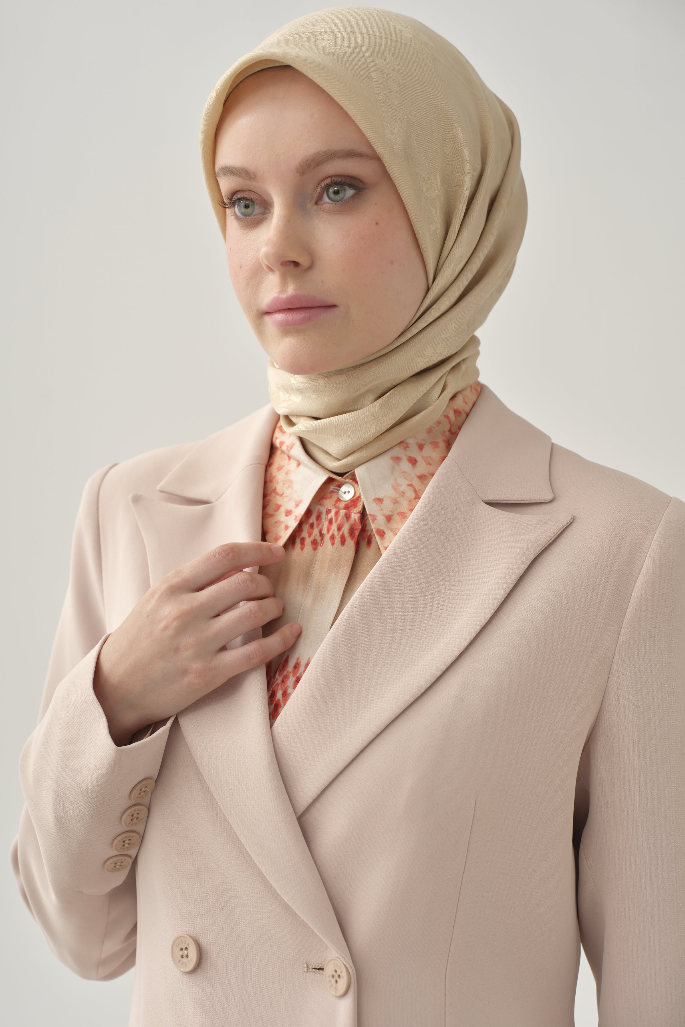 Kruvaze Basic Ceket - Bej TUGBA