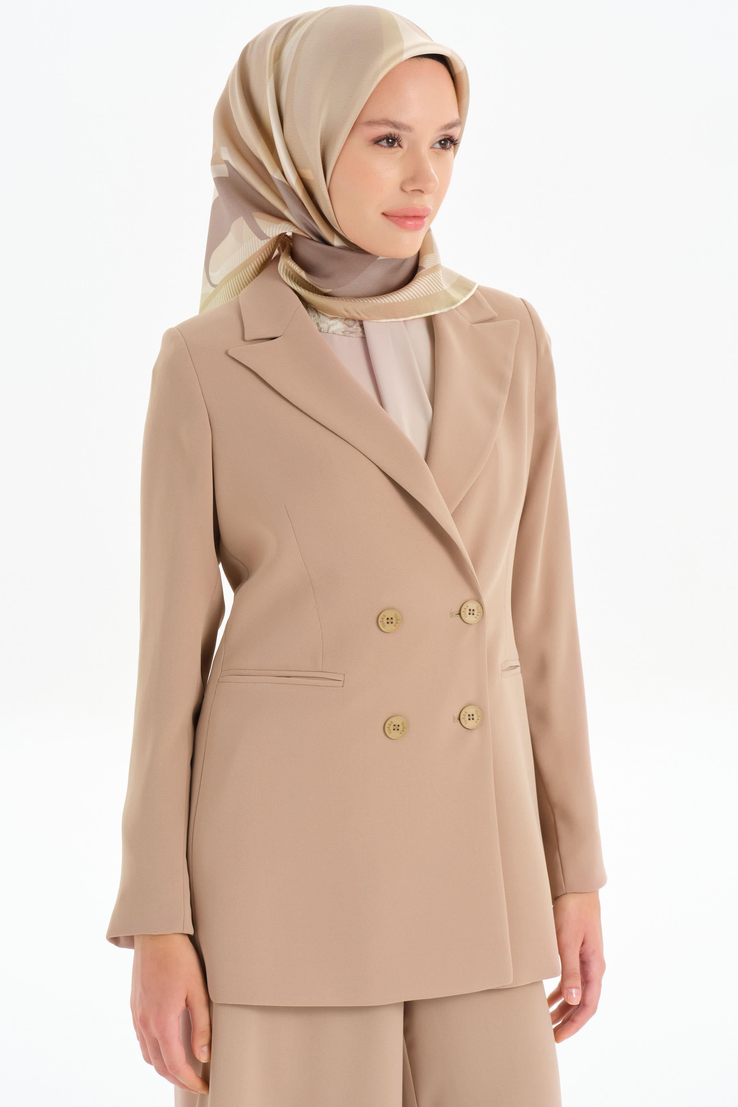 Kruvaze Basic Ceket - Bej TUGBA