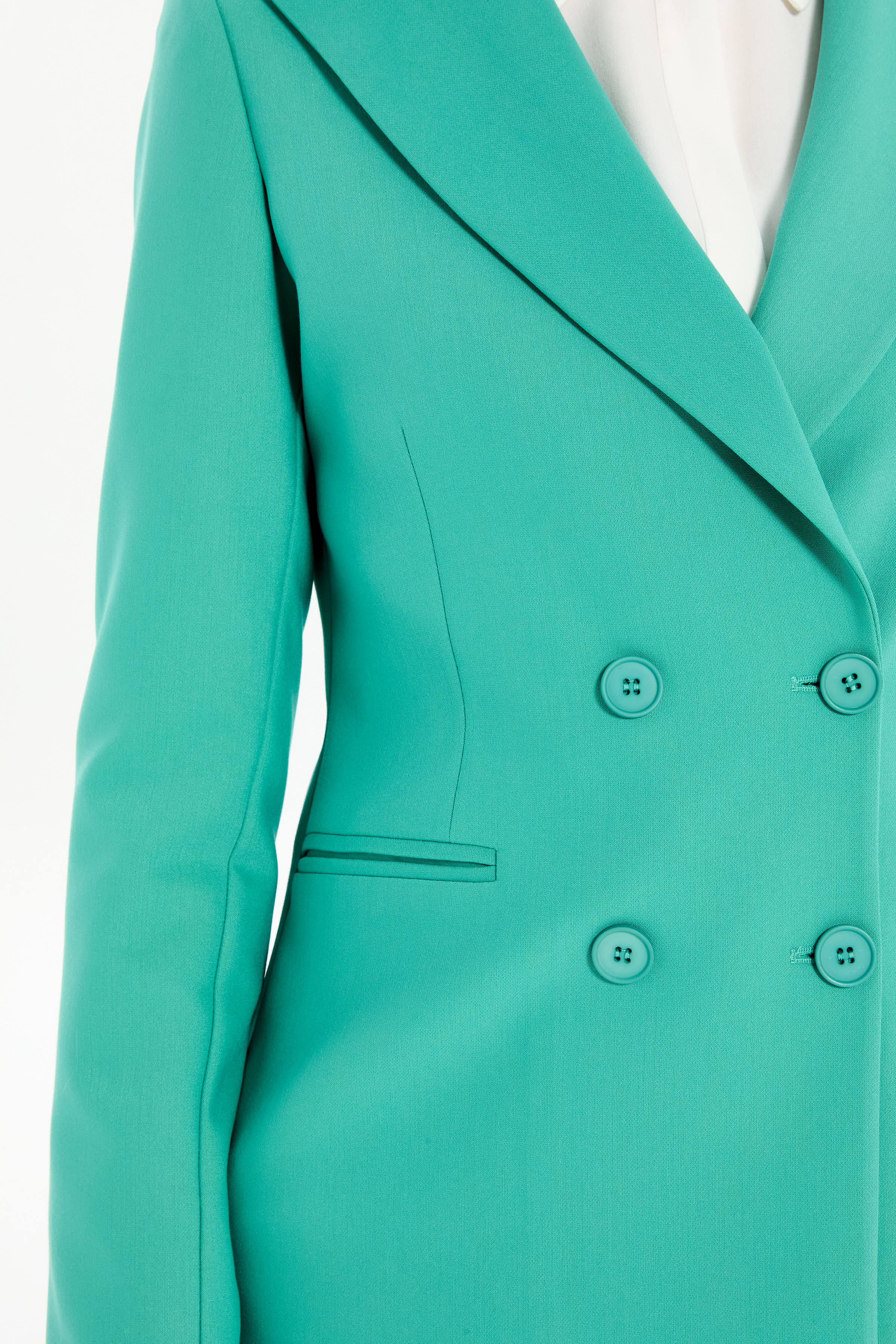 Kruvaze Basic Ceket - Benetton Yeşili TUGBA