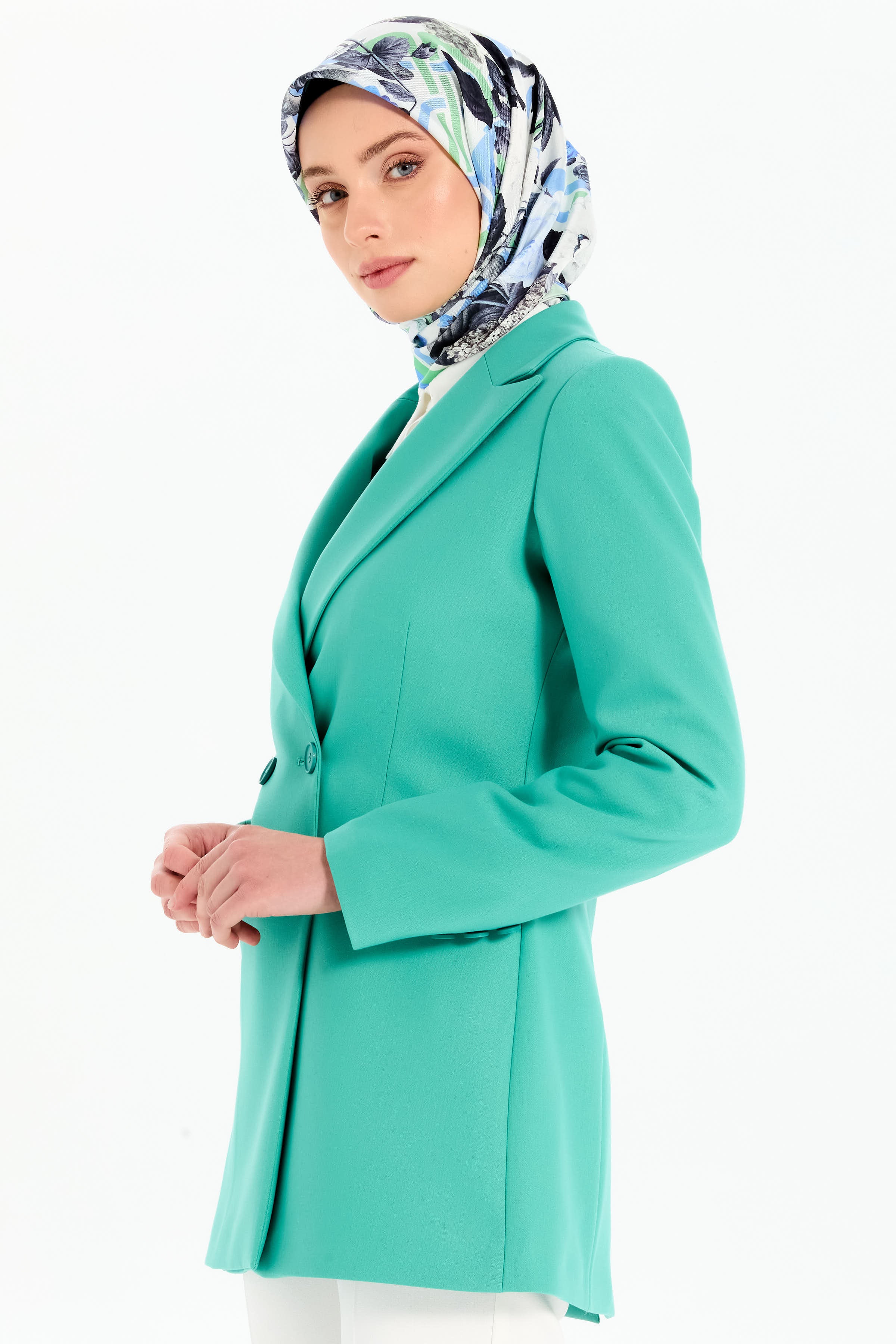 Kruvaze Basic Ceket - Benetton Yeşili TUGBA