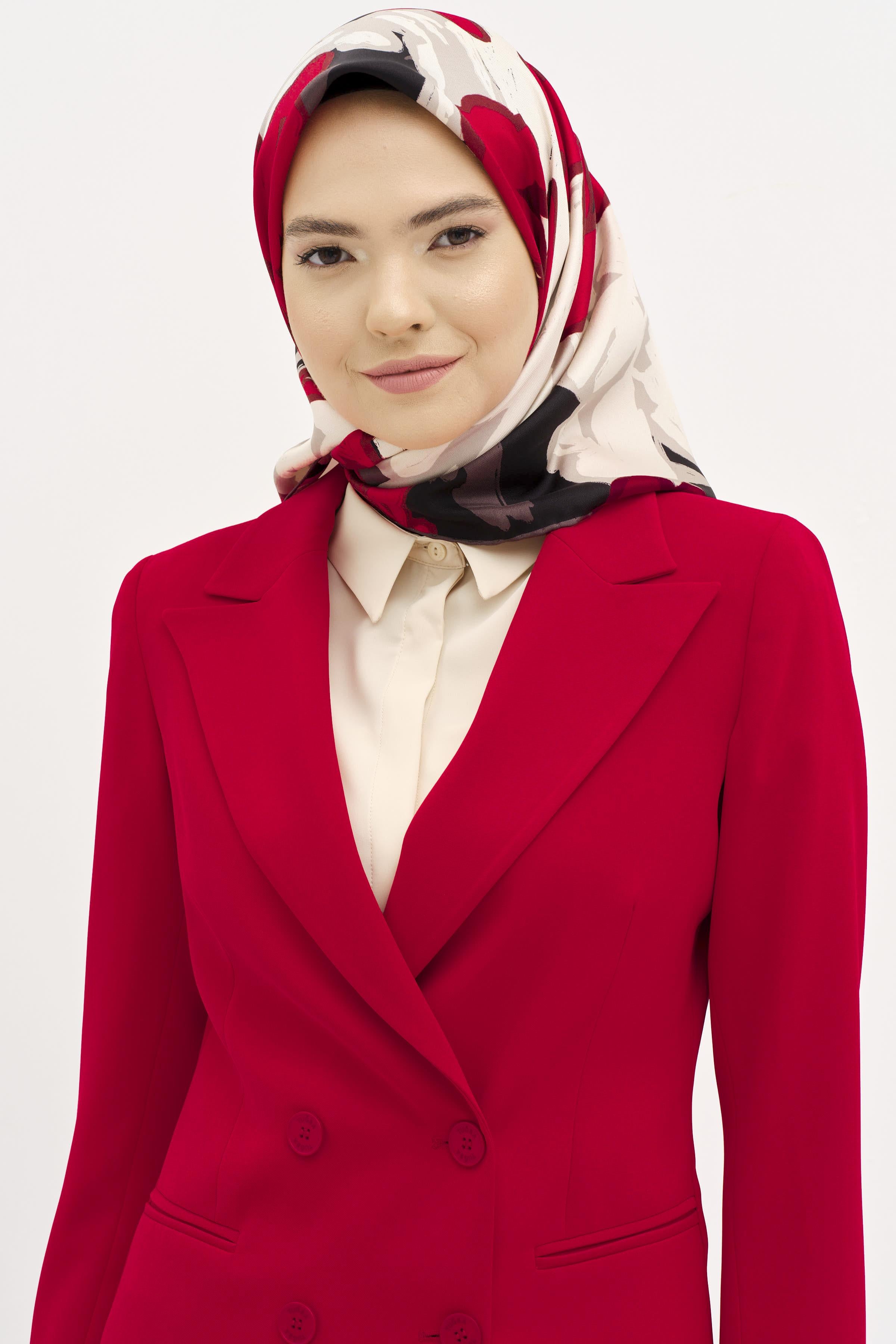 Kruvaze Basic Ceket - Kırmızı TUGBA