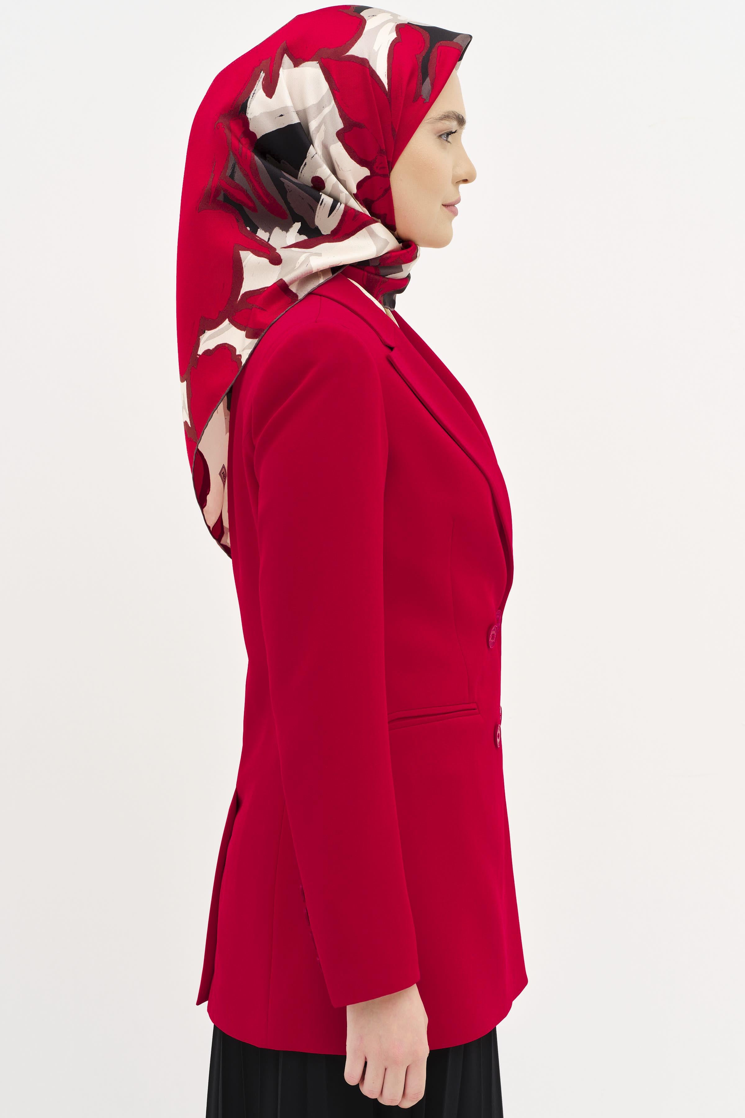 Kruvaze Basic Ceket - Kırmızı TUGBA