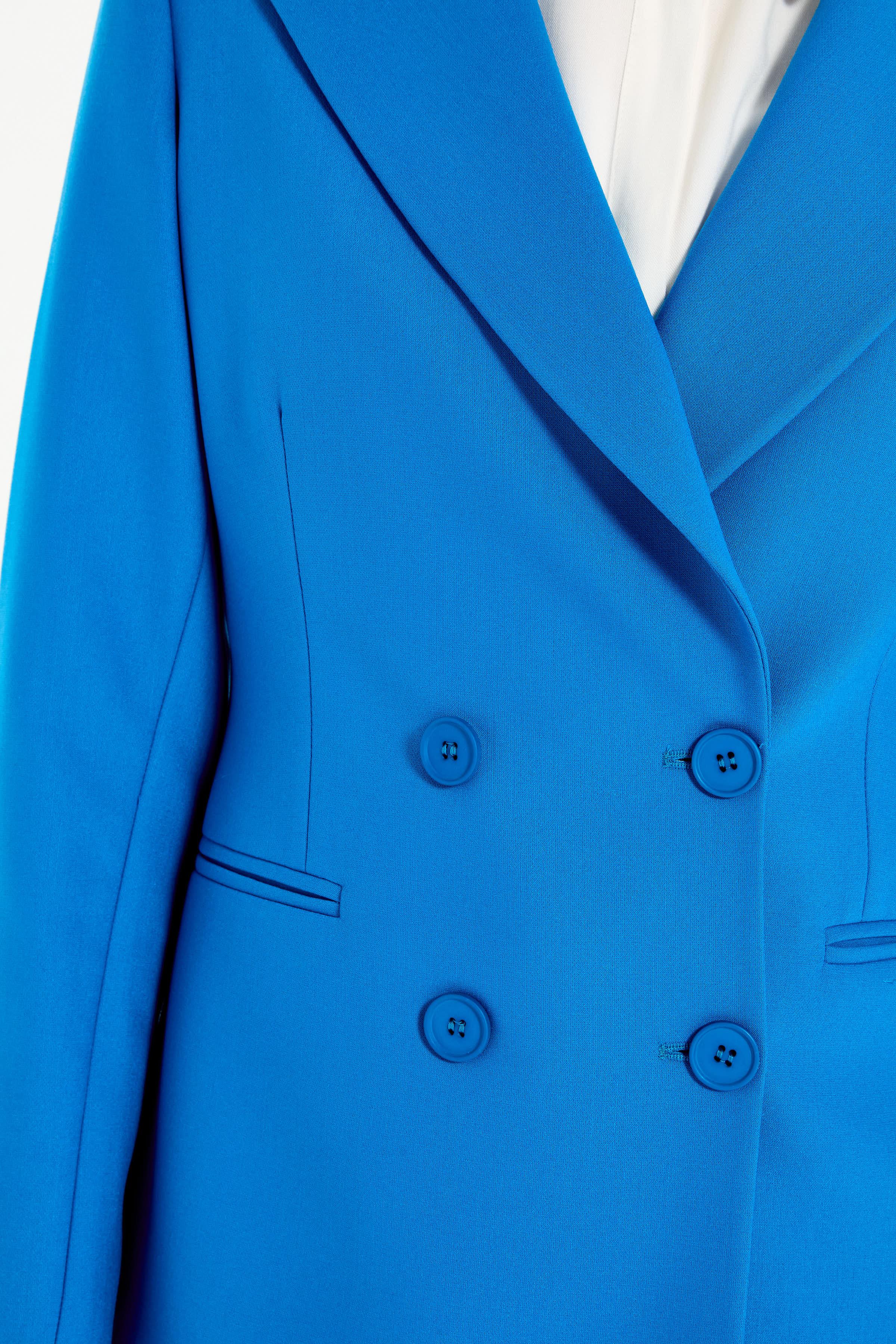 Kruvaze Basic Ceket - Saks TUGBA