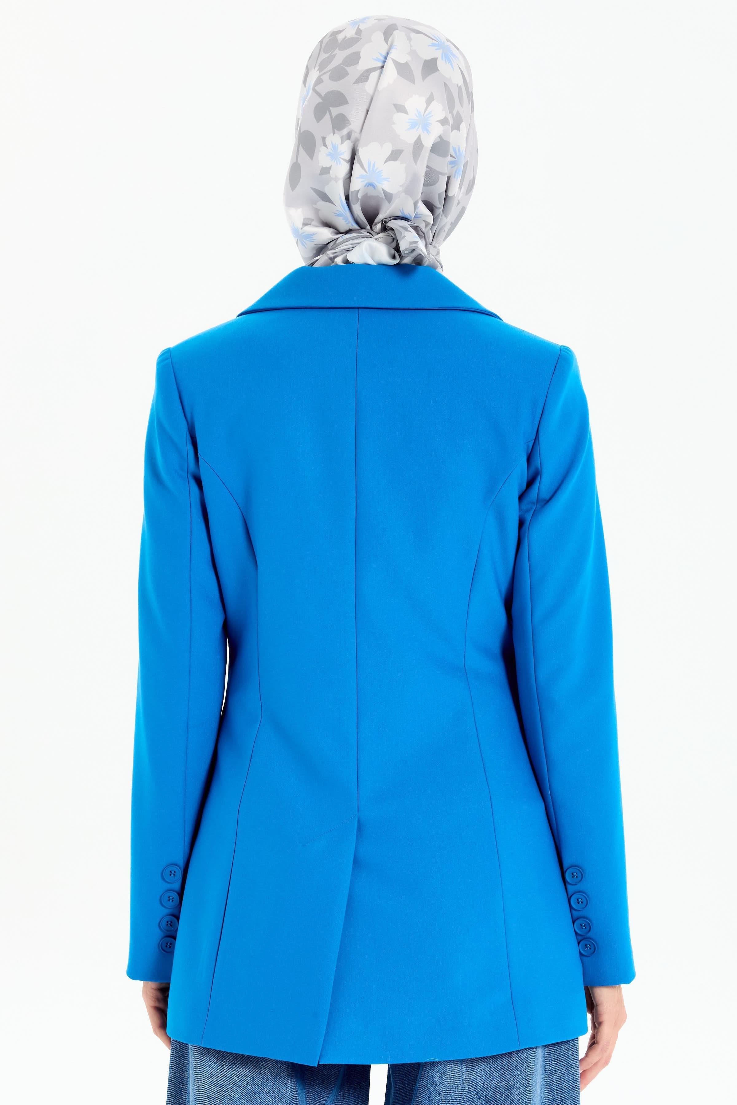 Kruvaze Basic Ceket - Saks TUGBA