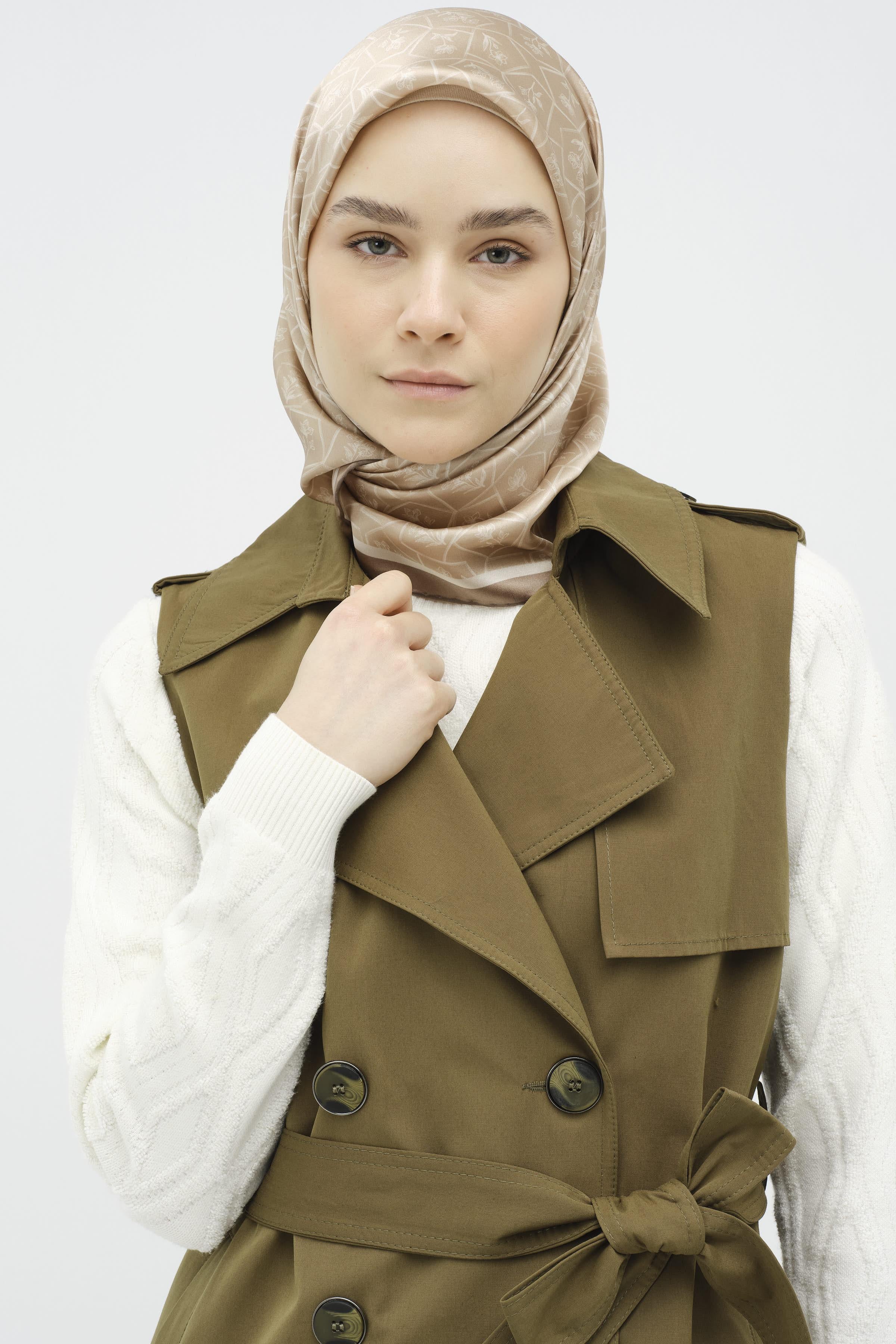 Kruvaze Düğmeli Uzun Yelek - Haki TUGBA