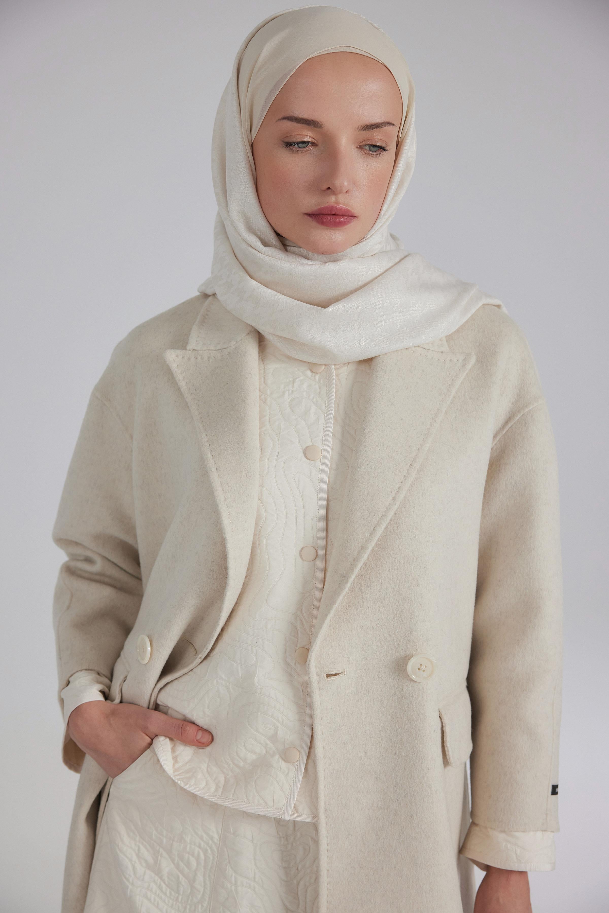 Kruvaze Düşük Kol Kaban - Ekru TUĞBA