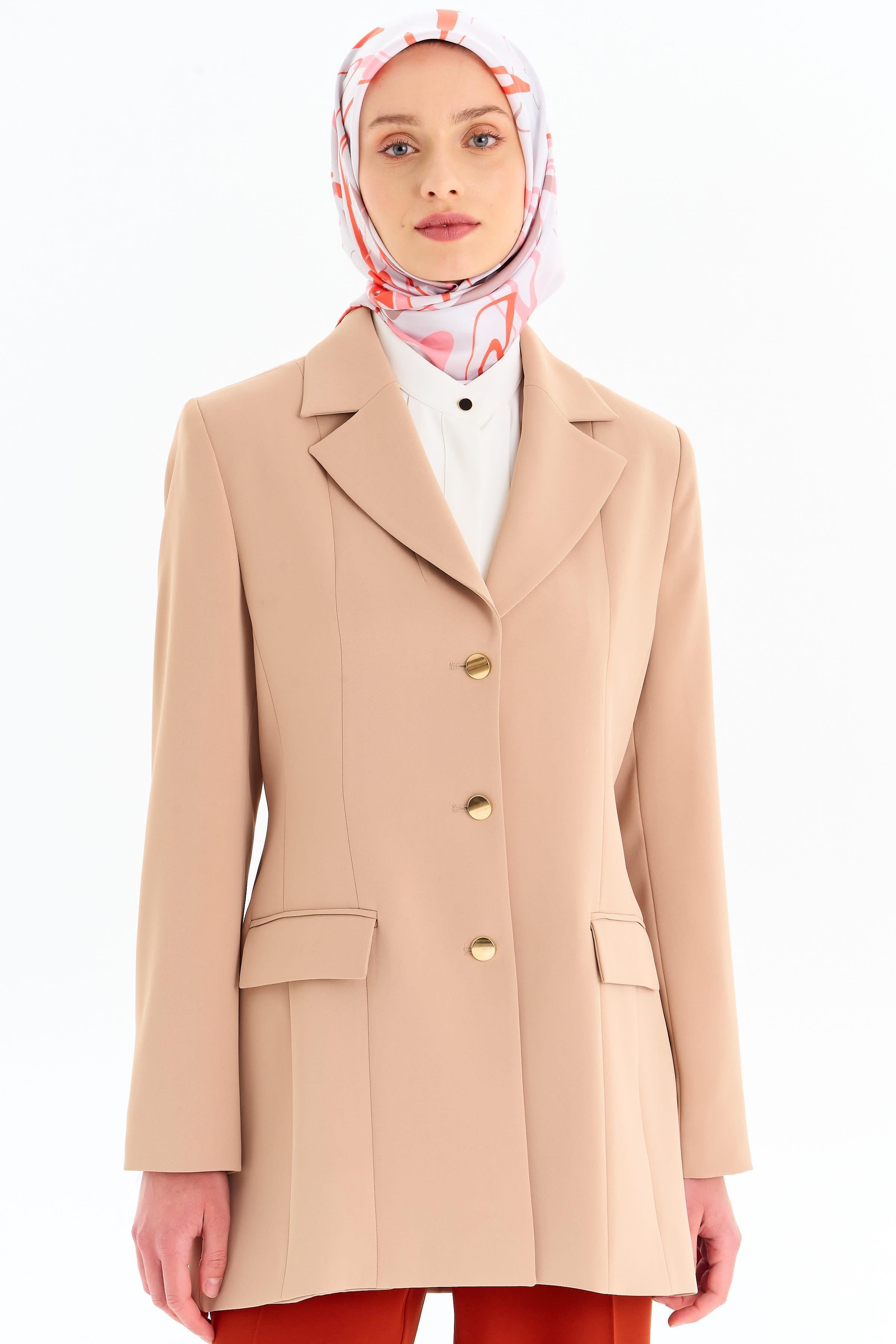 Kuplu Blazer Ceket - Bej TUGBA