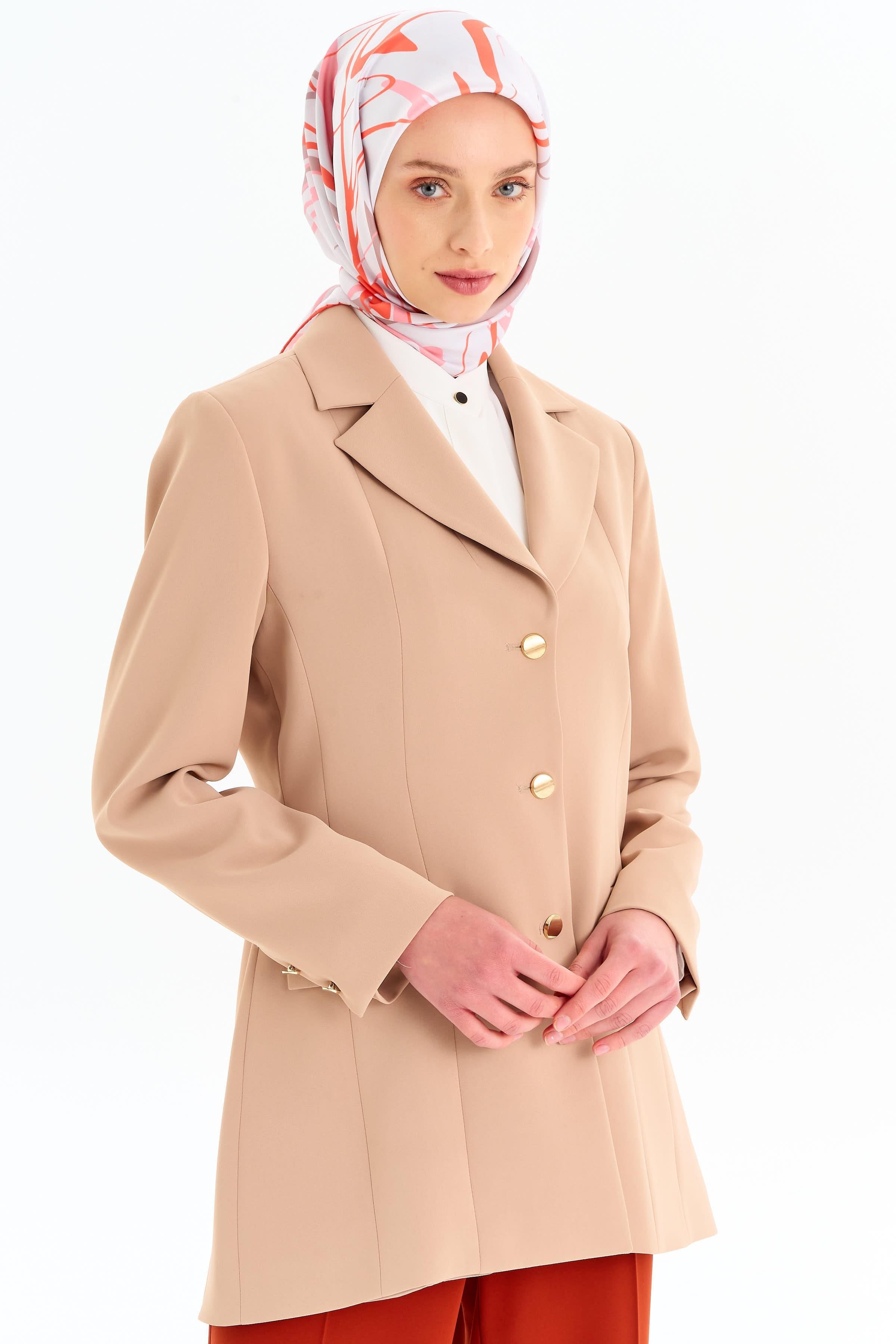 Kuplu Blazer Ceket - Bej TUGBA