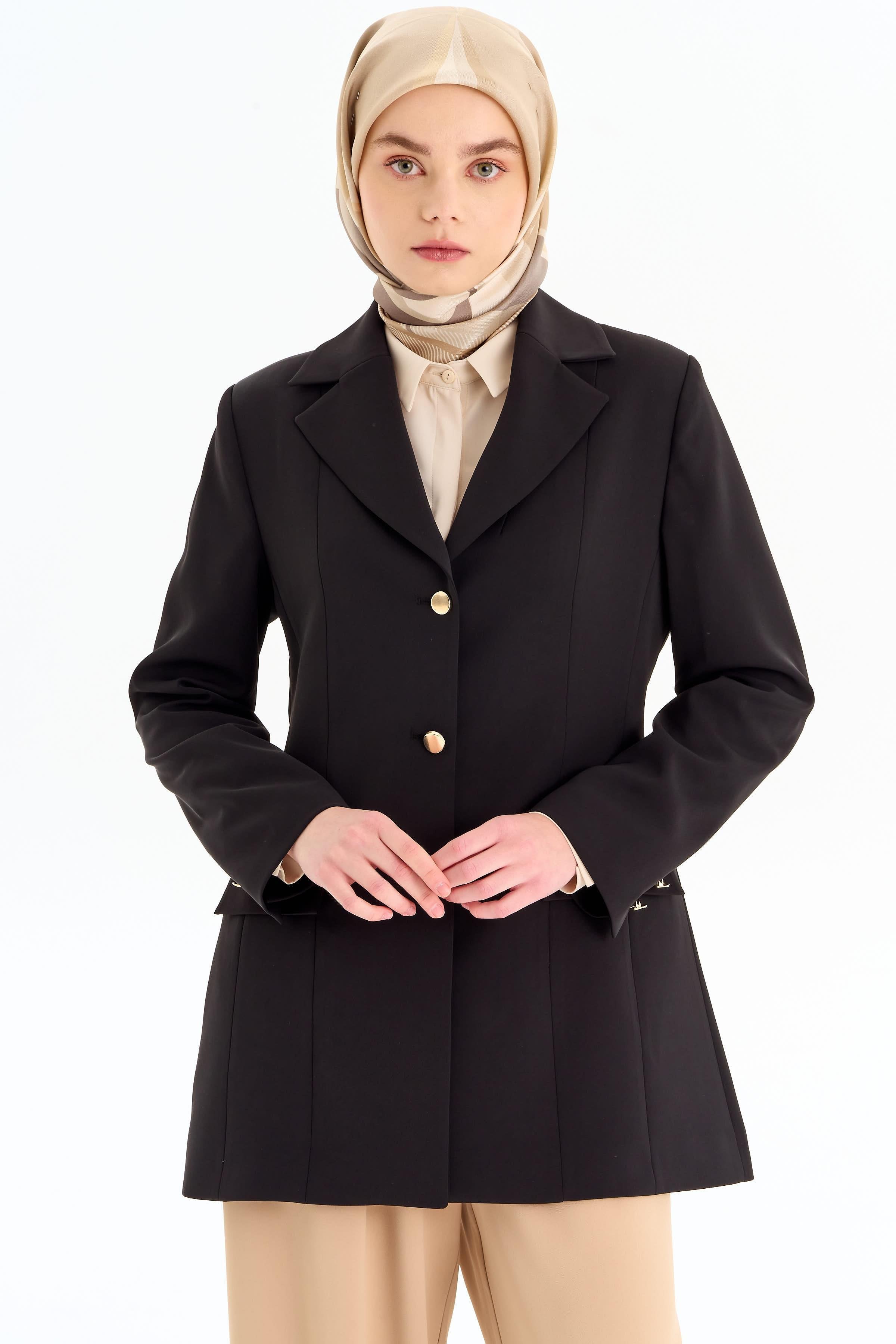 Kuplu Blazer Ceket - Siyah TUGBA