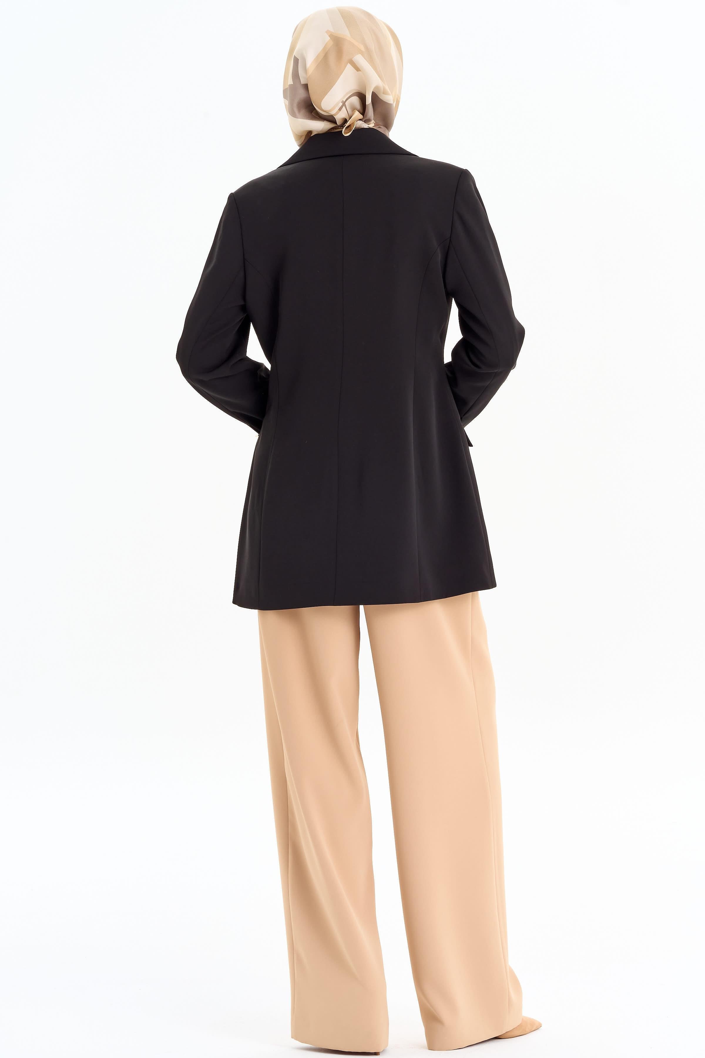 Kuplu Blazer Ceket - Siyah TUGBA