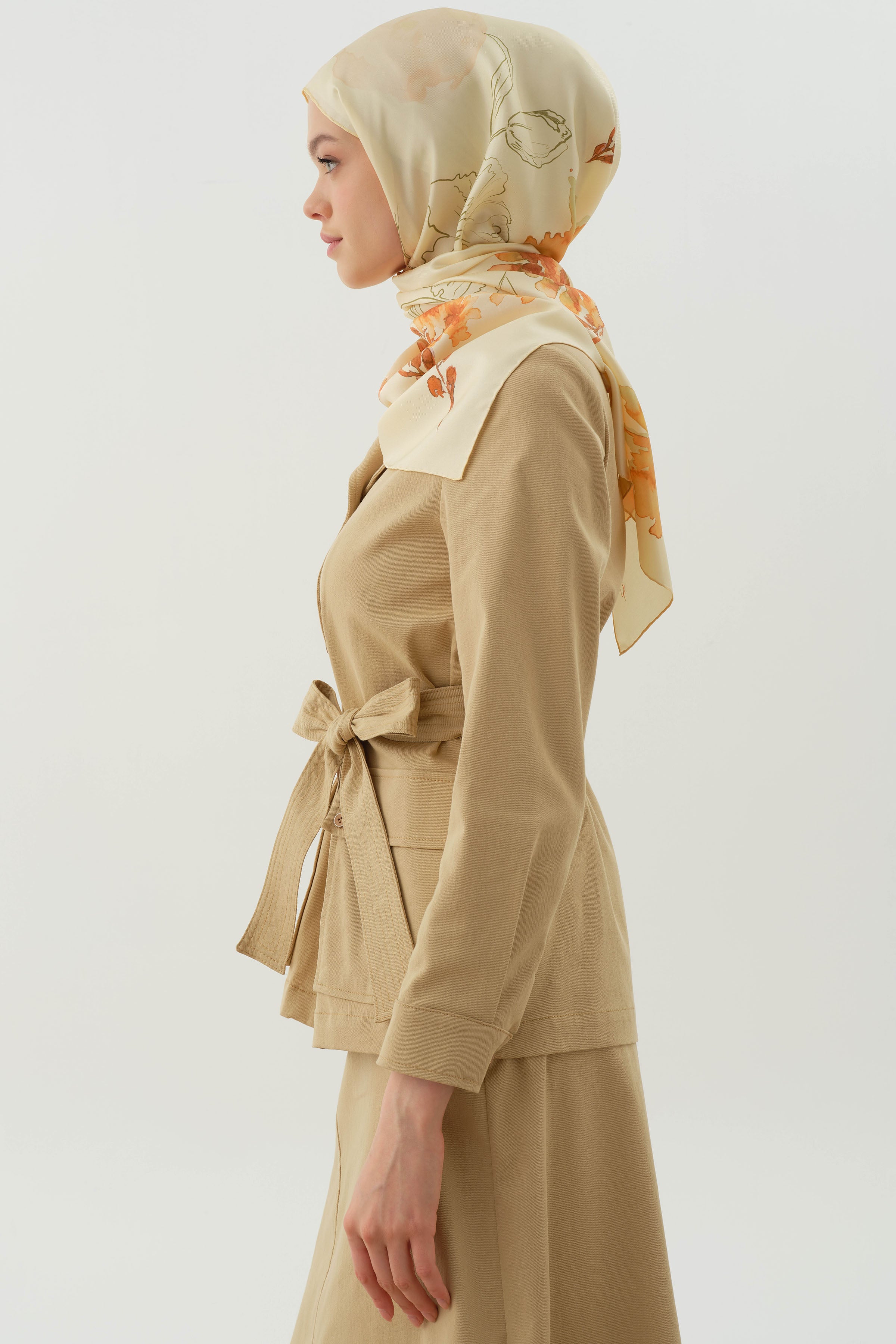 Kuşaklı Cepli Ceket - Bej TUGBA