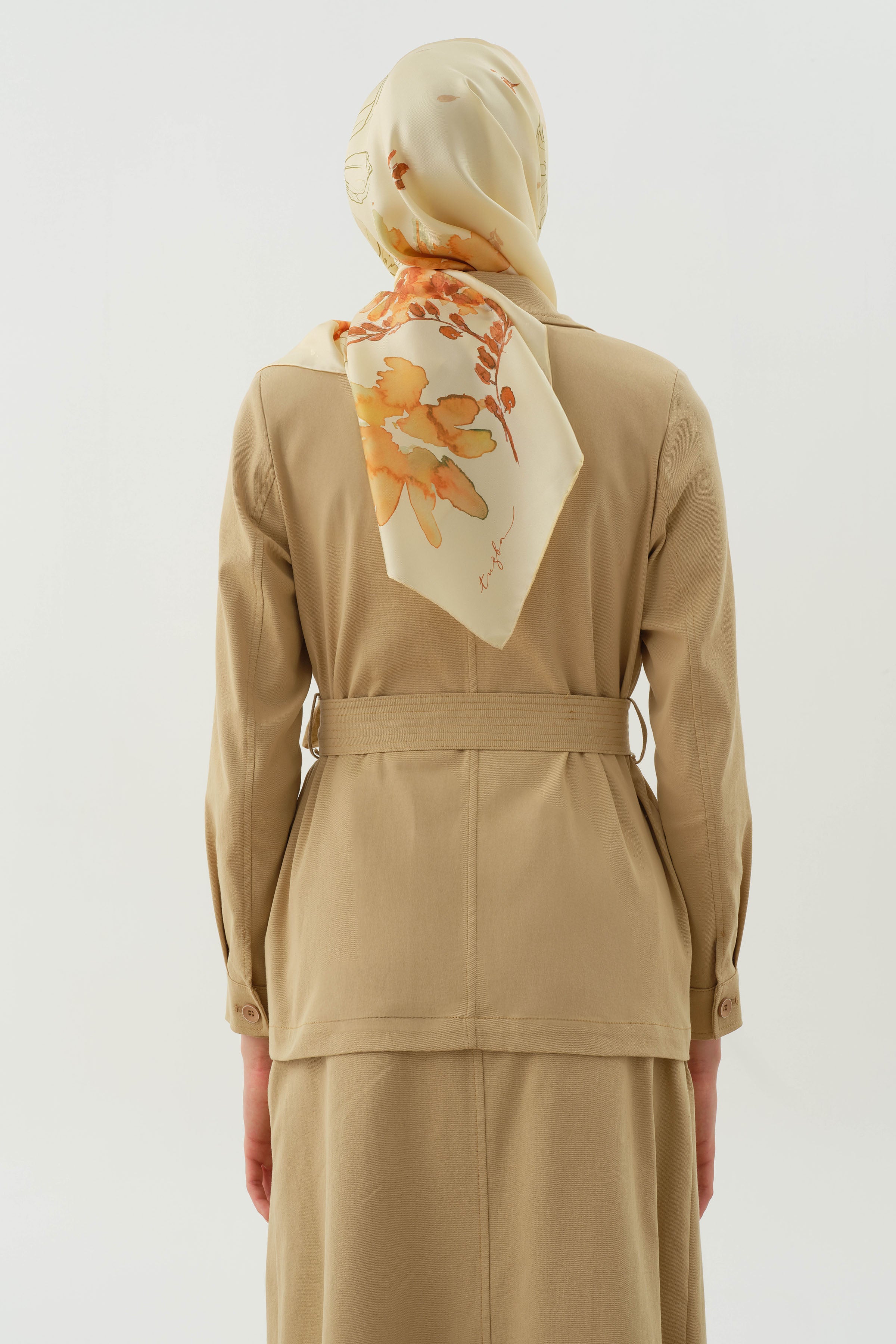 Kuşaklı Cepli Ceket - Bej TUGBA