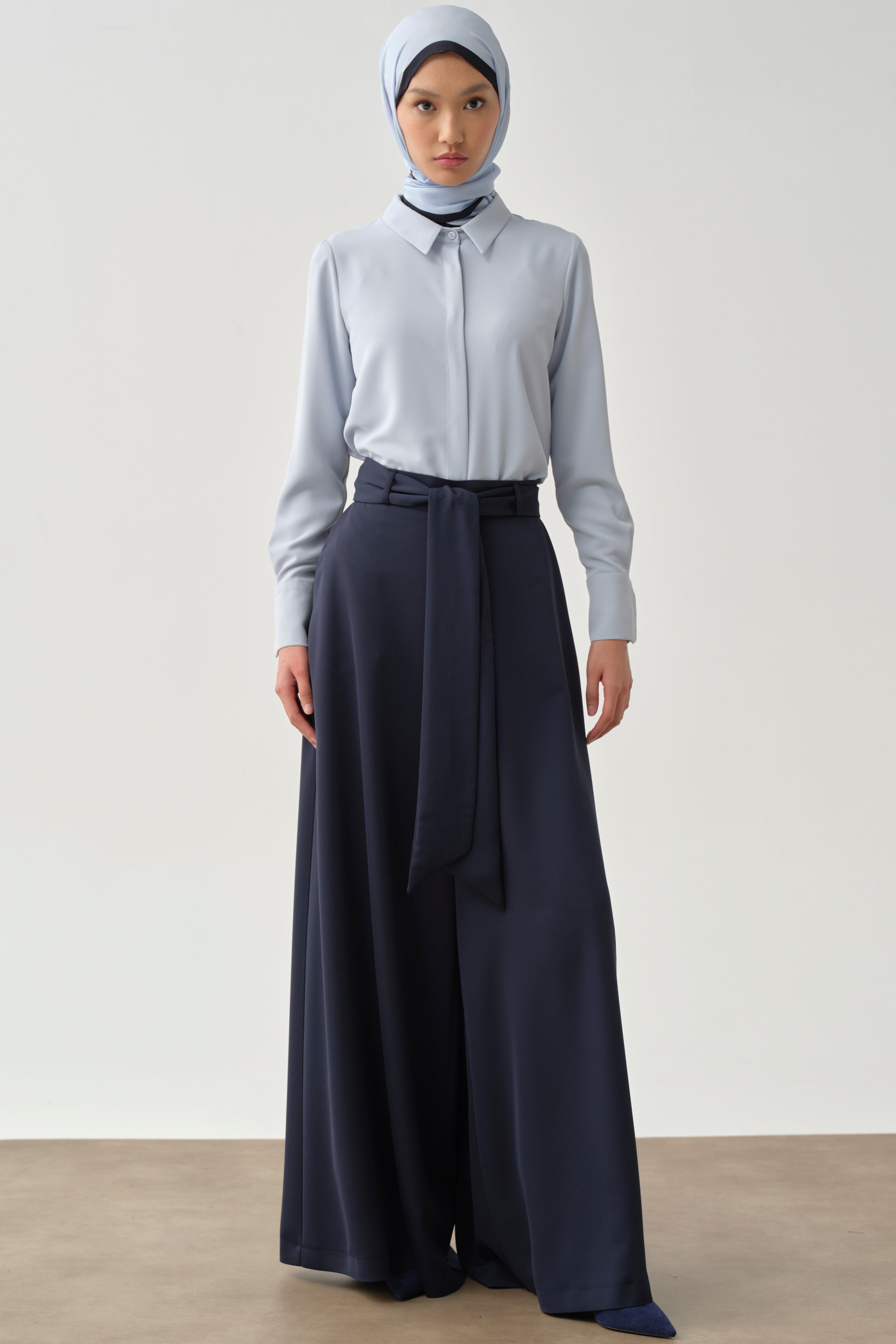 Kuşaklı Pantolon - Lacivert TUGBA