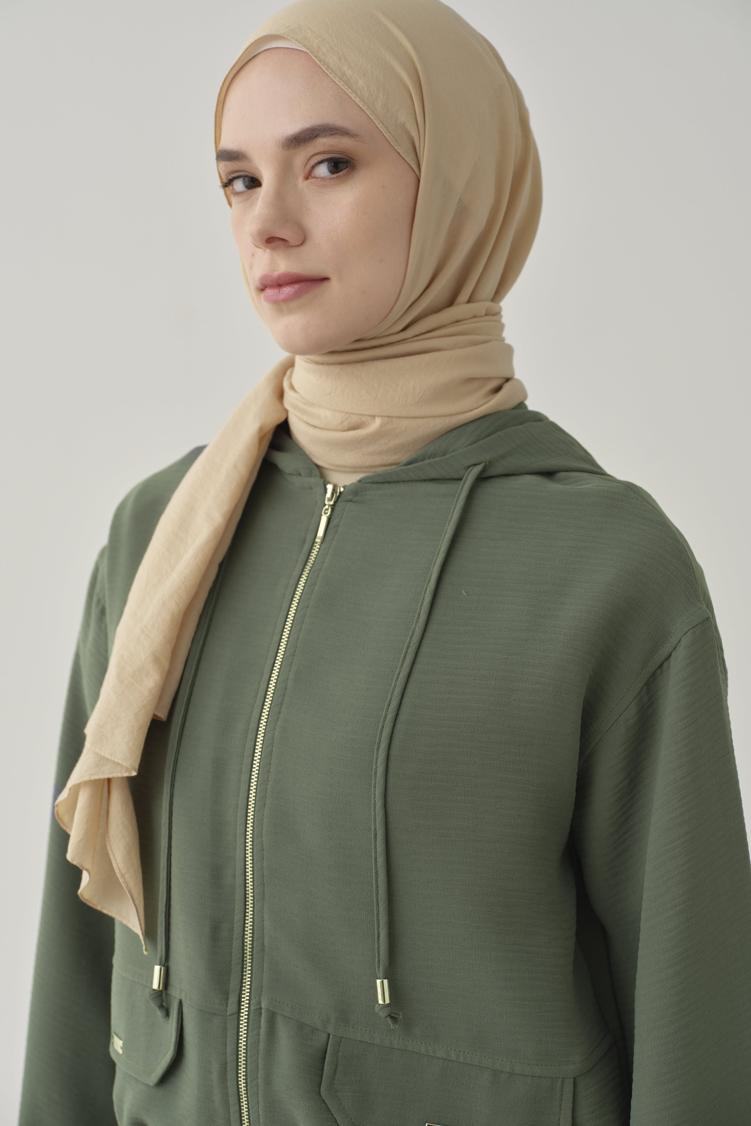 Lastikli Ceket Etek Takım - Yeşil TUGBA