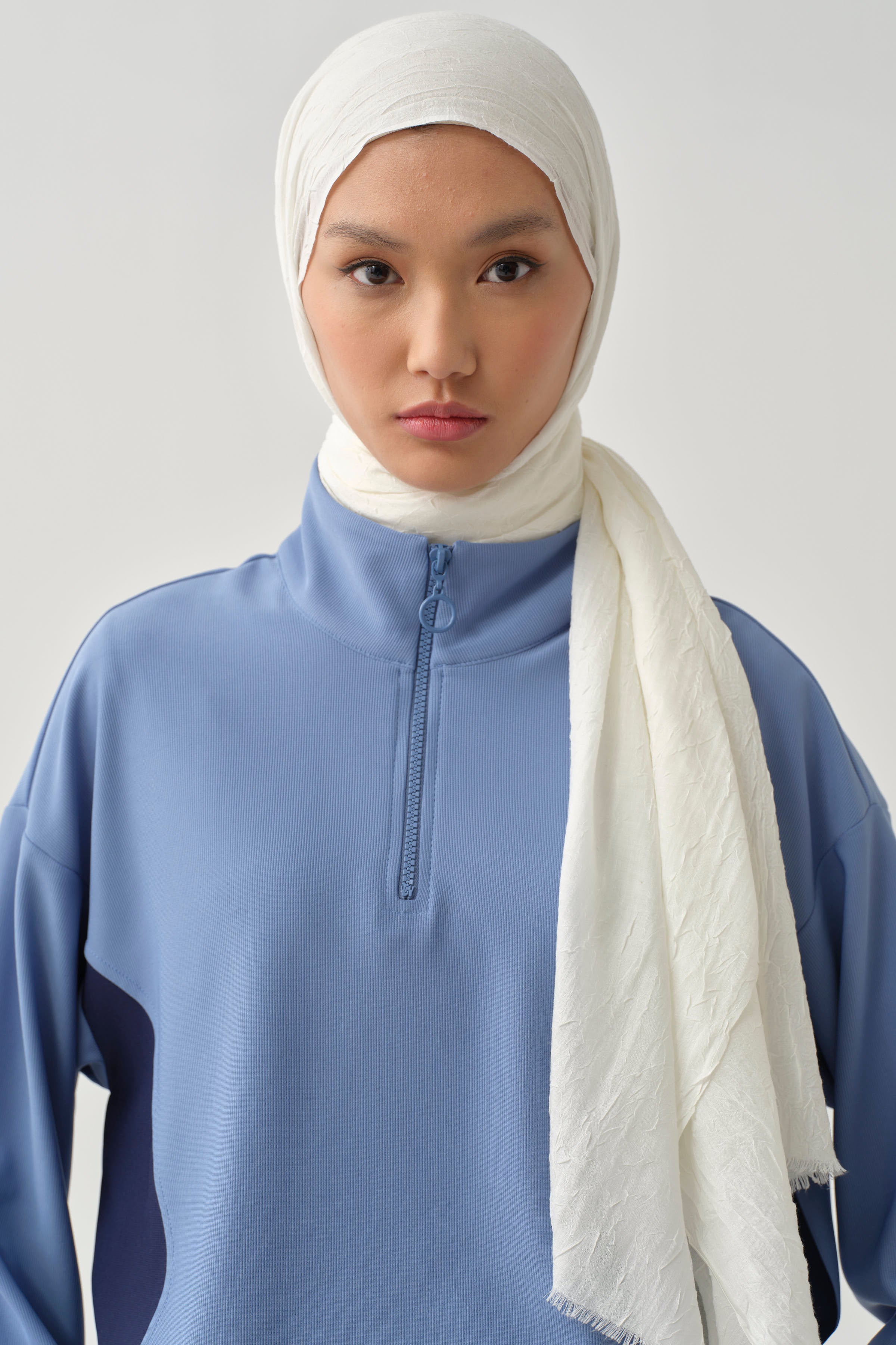 Lastikli Crop Sweat - Mavi TUGBA