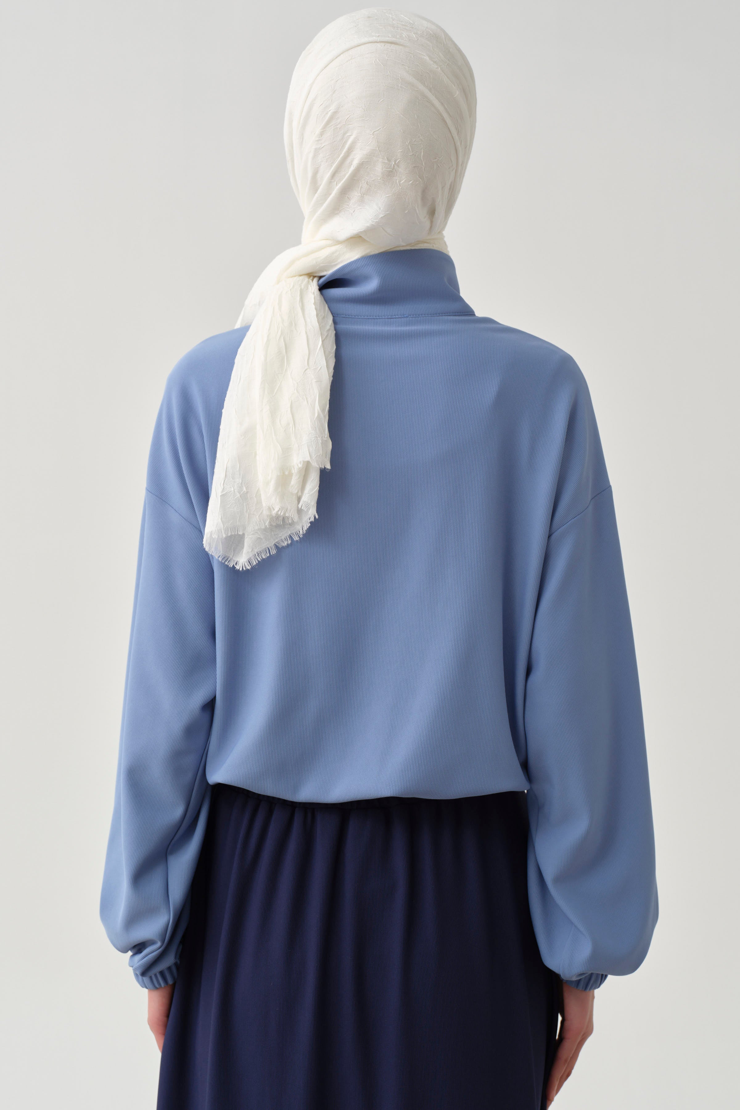 Lastikli Crop Sweat - Mavi TUGBA