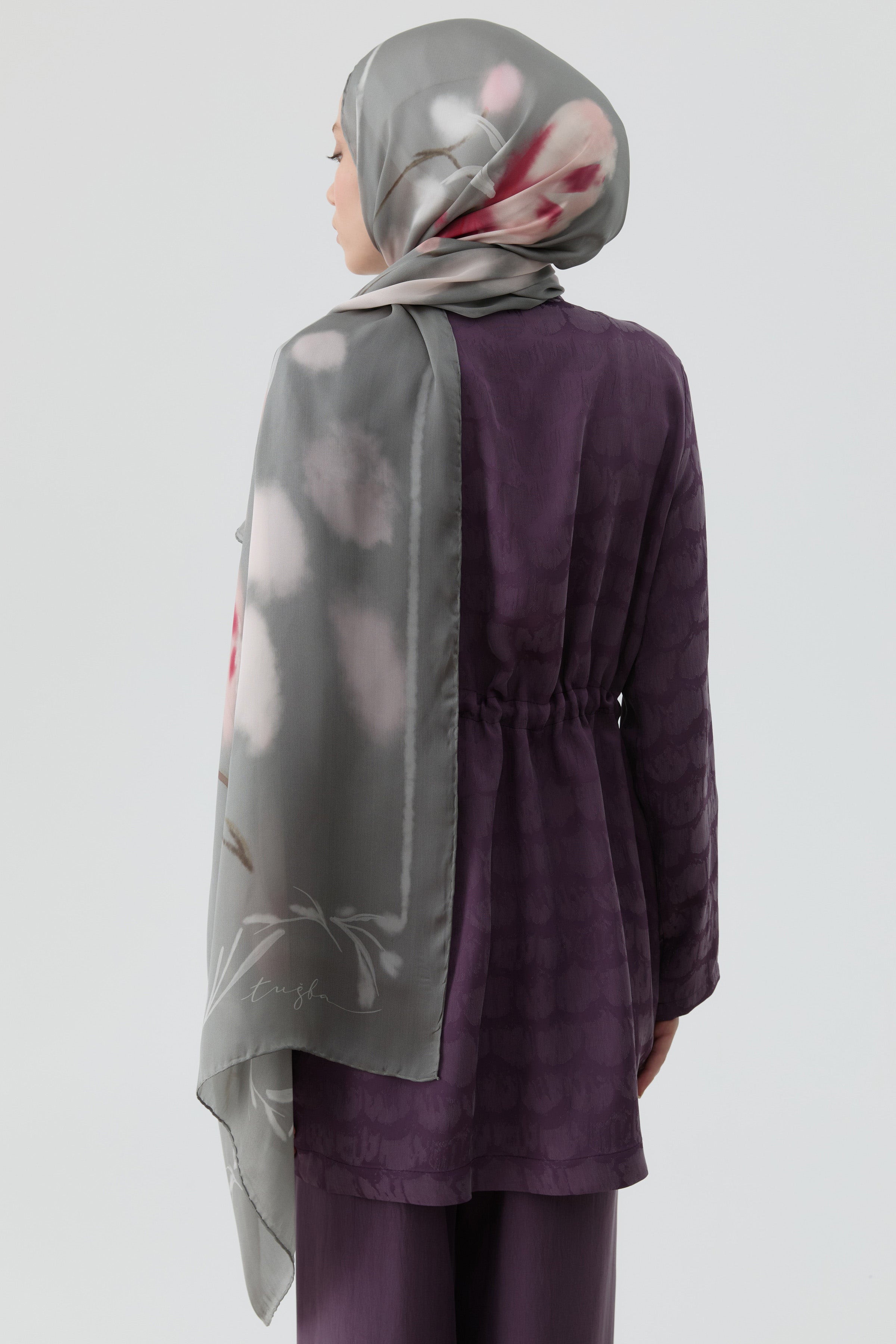 Letafet Şifon İpek Şal - Gri TUGBA