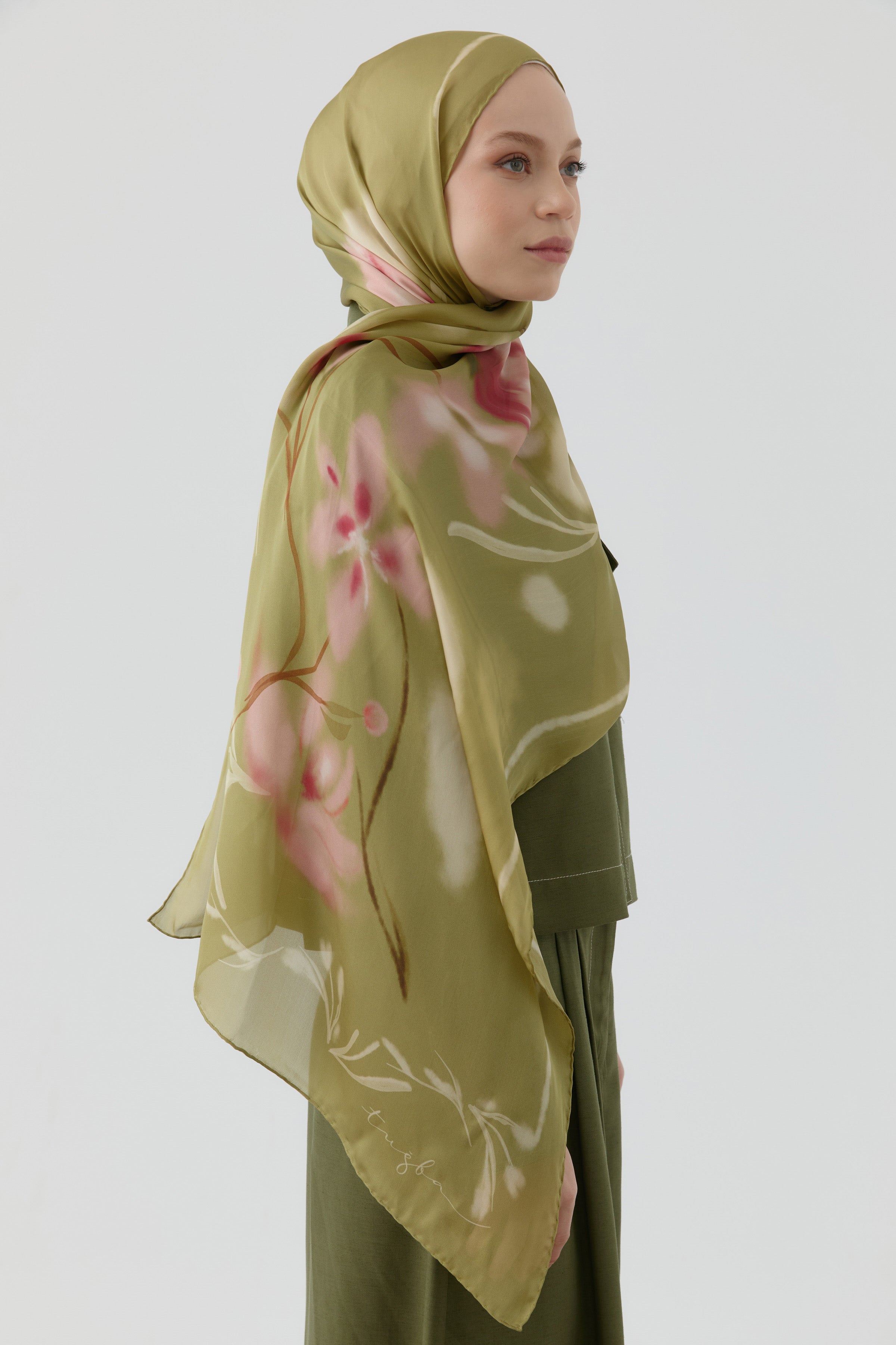 Letafet Şifon İpek Şal - Yeşil TUGBA