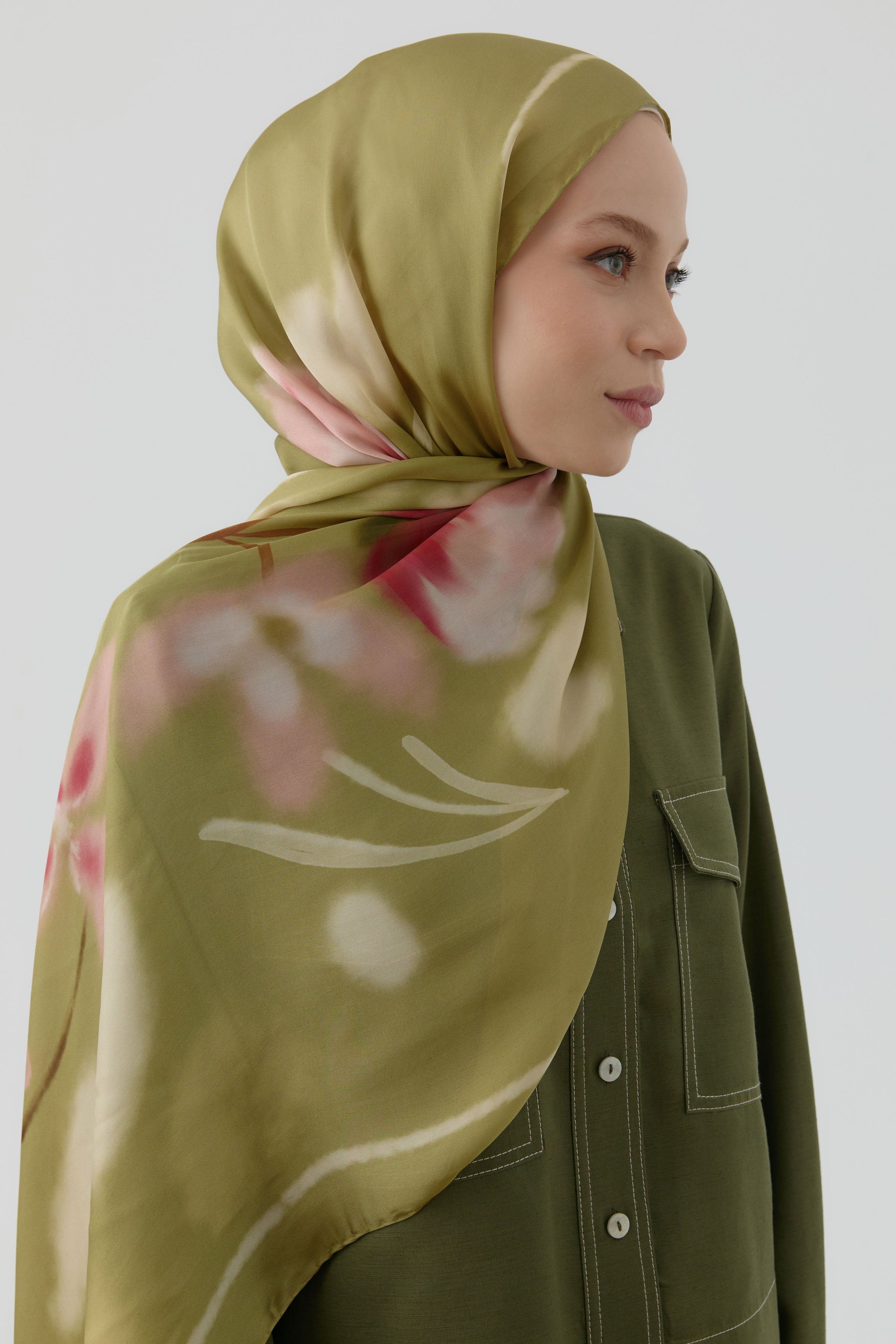 Letafet Şifon İpek Şal - Yeşil TUGBA