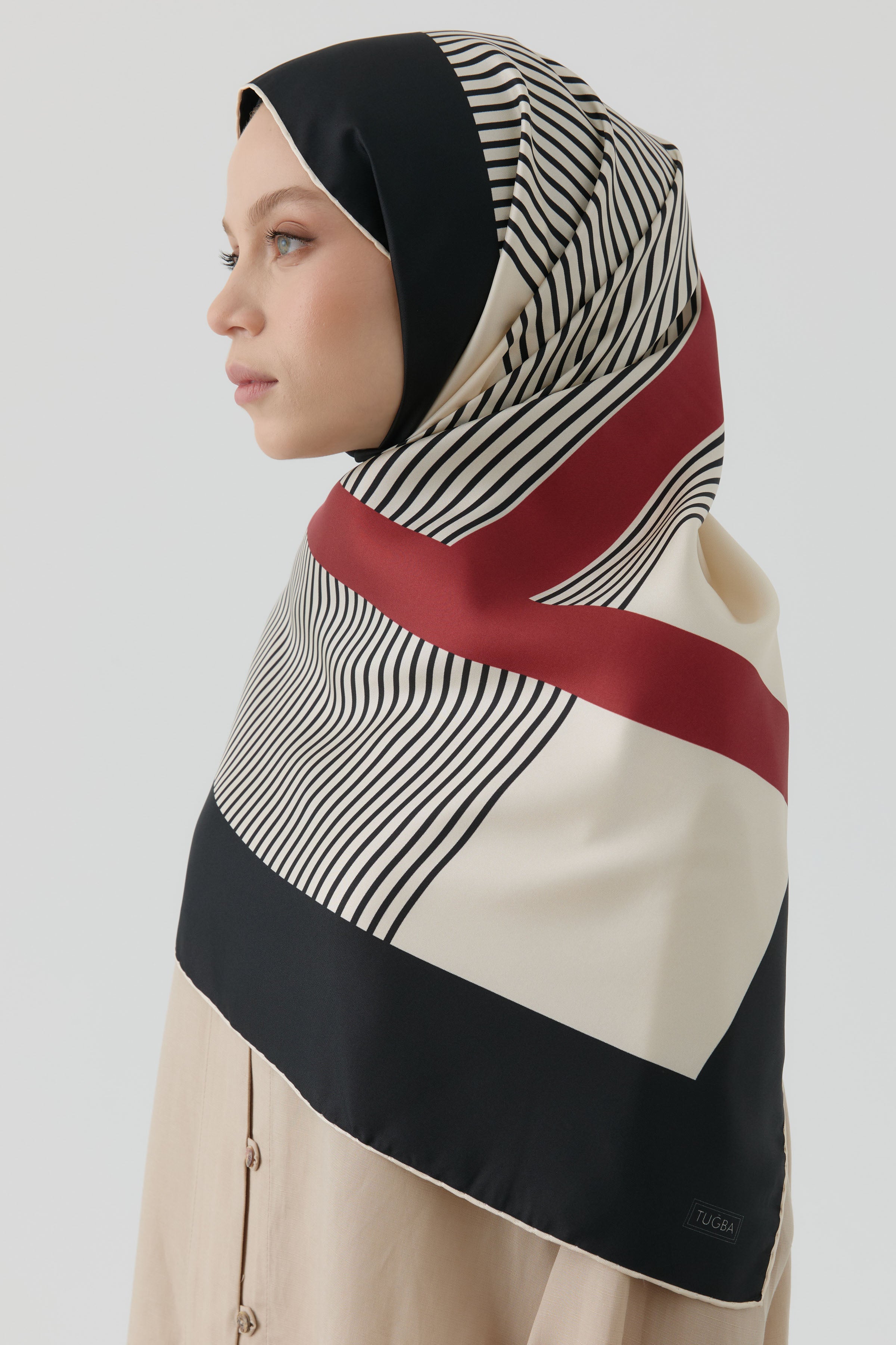 Mana Twill İpek Eşarp - Krem TUGBA