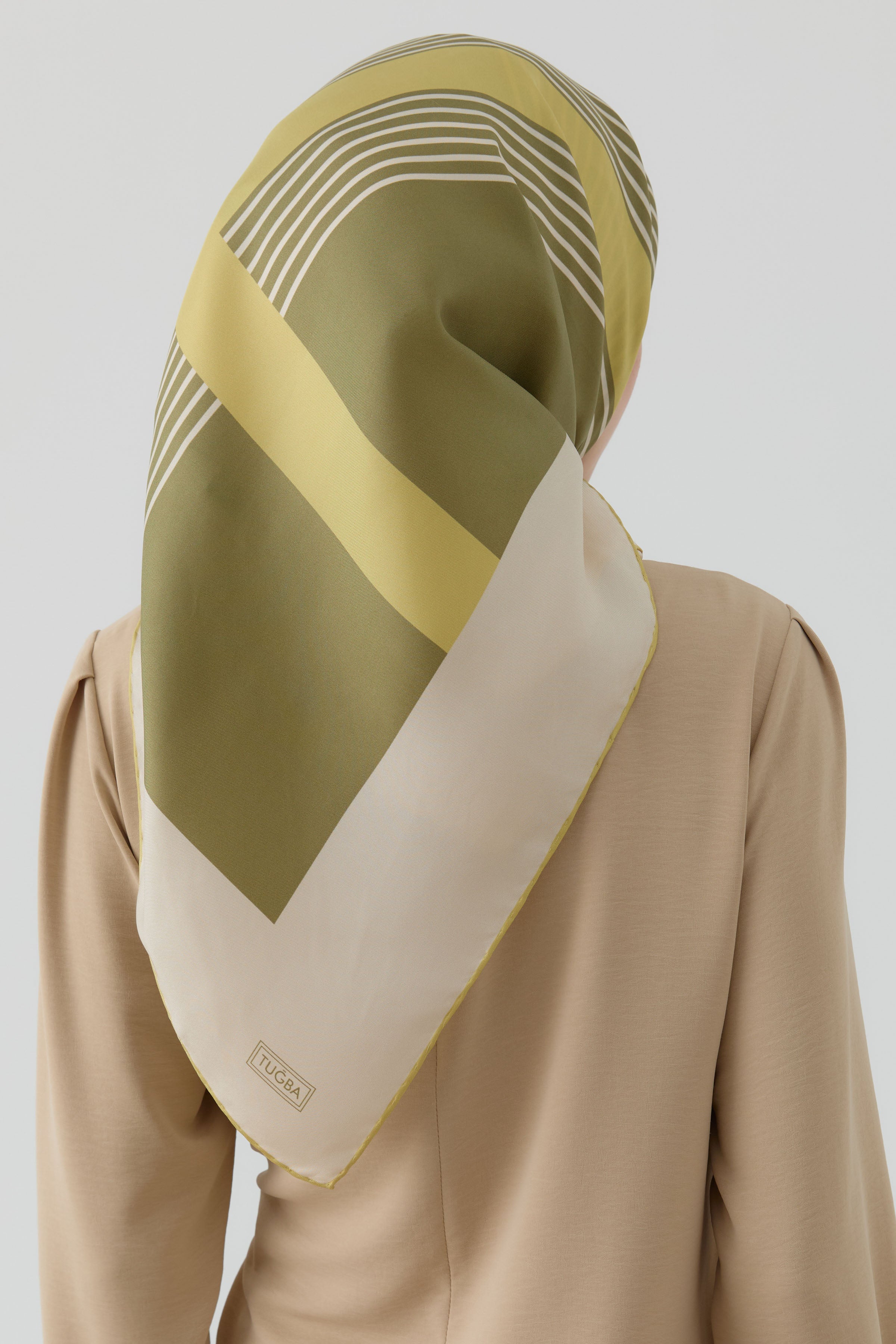 Mana Twill İpek Eşarp - Olive TUGBA