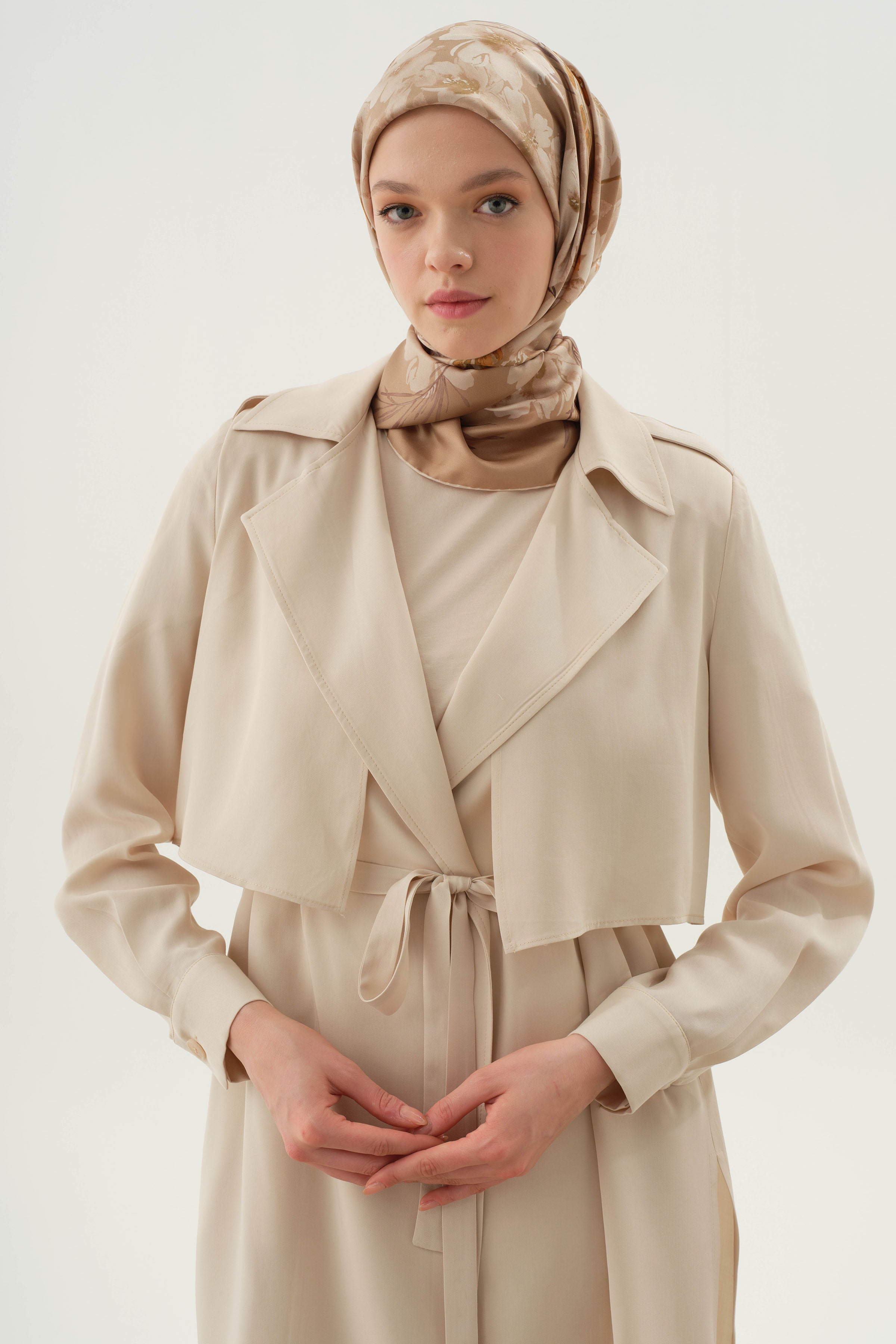 Manşetli Salaş Ceket - Ekru TUGBA