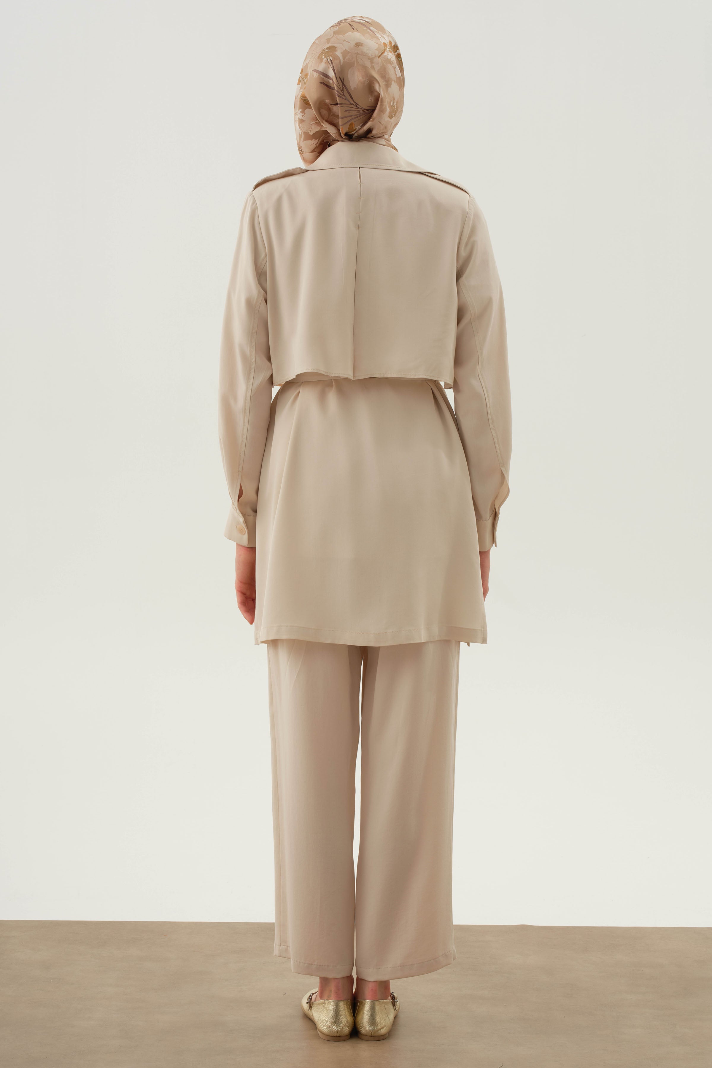 Manşetli Salaş Ceket - Ekru TUGBA