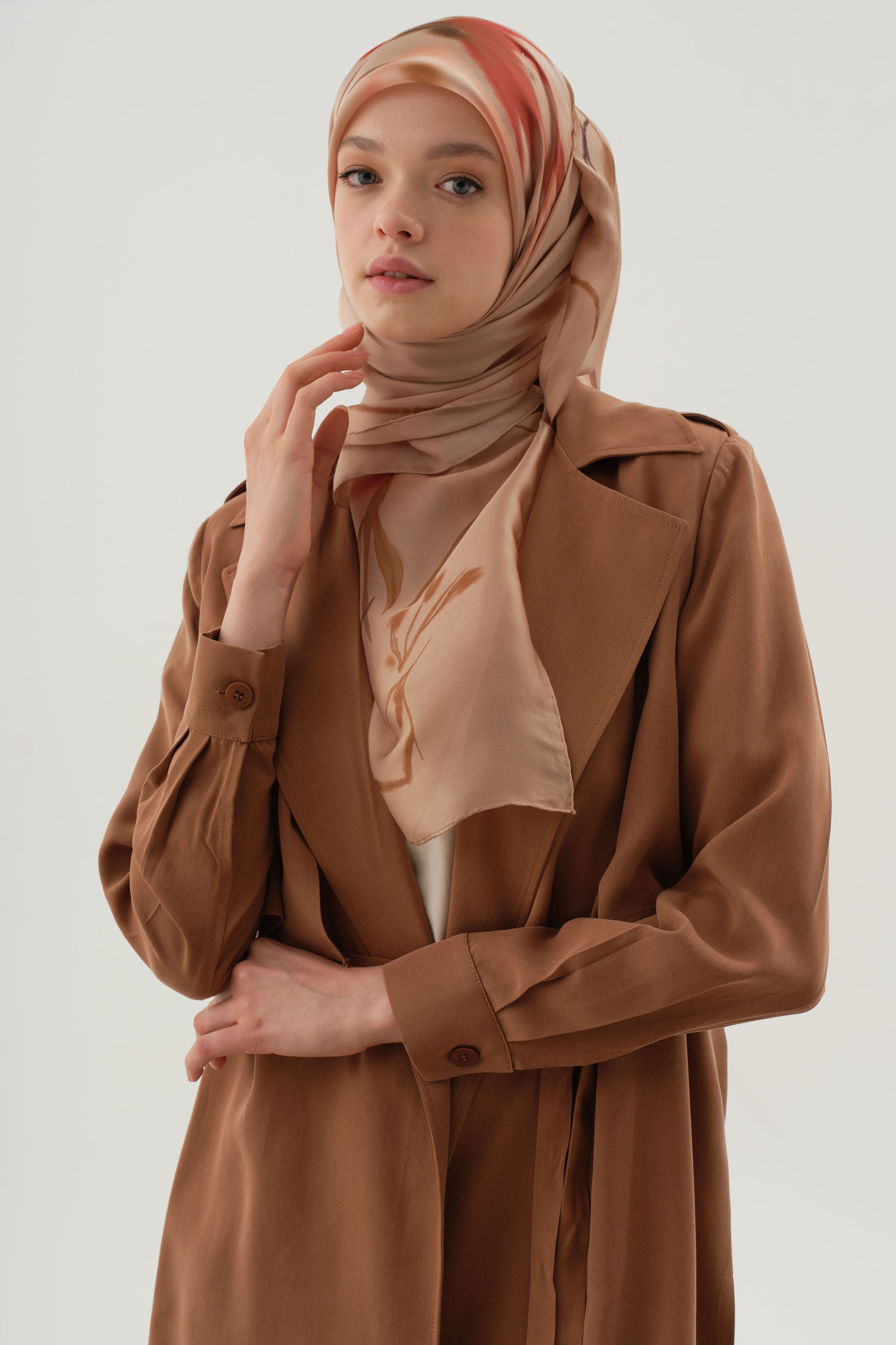 Manşetli Salaş Ceket - Kahve TUGBA