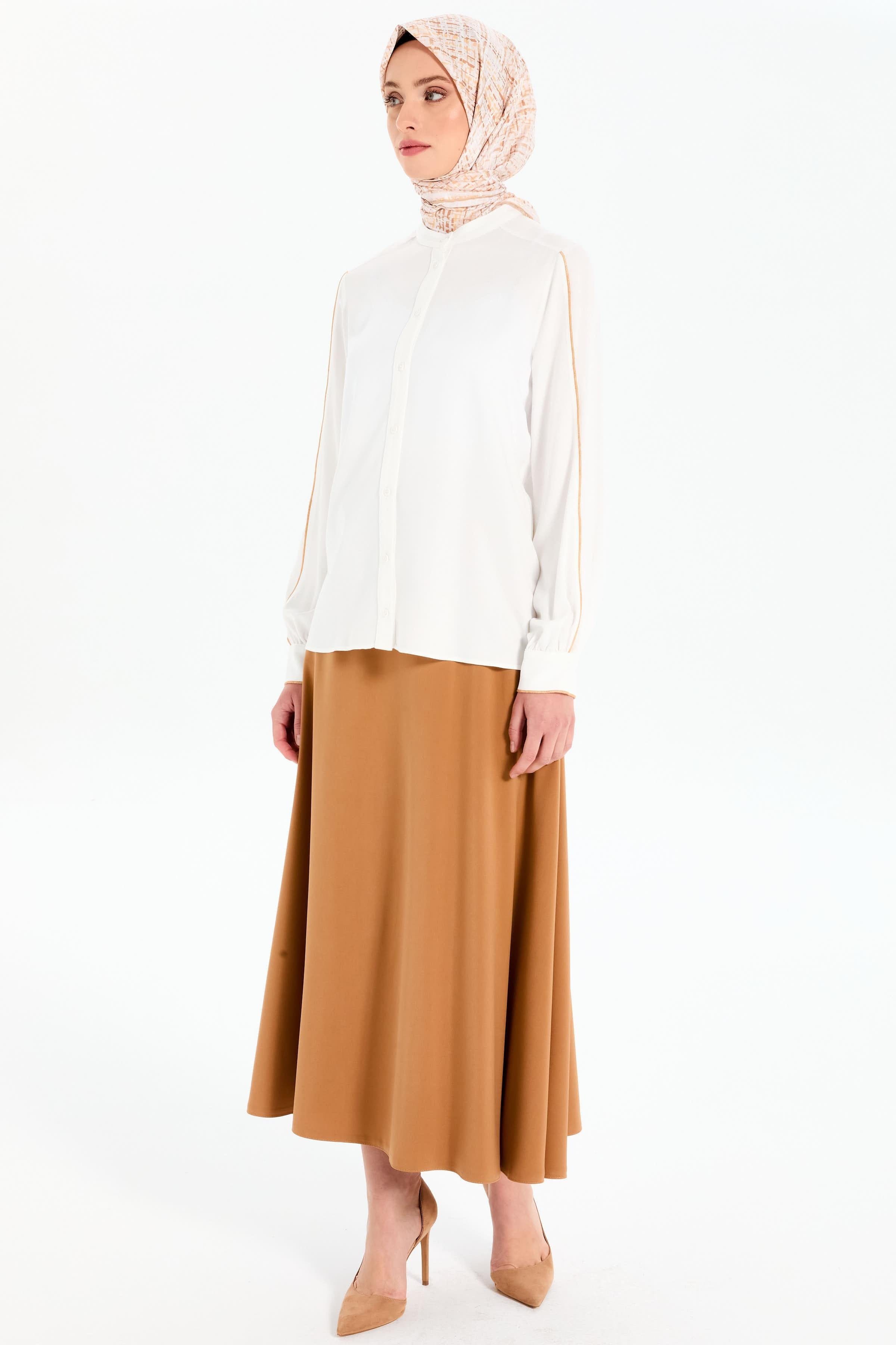 Mendil Overloğu Detaylı Gömlek - Ekru TUGBA