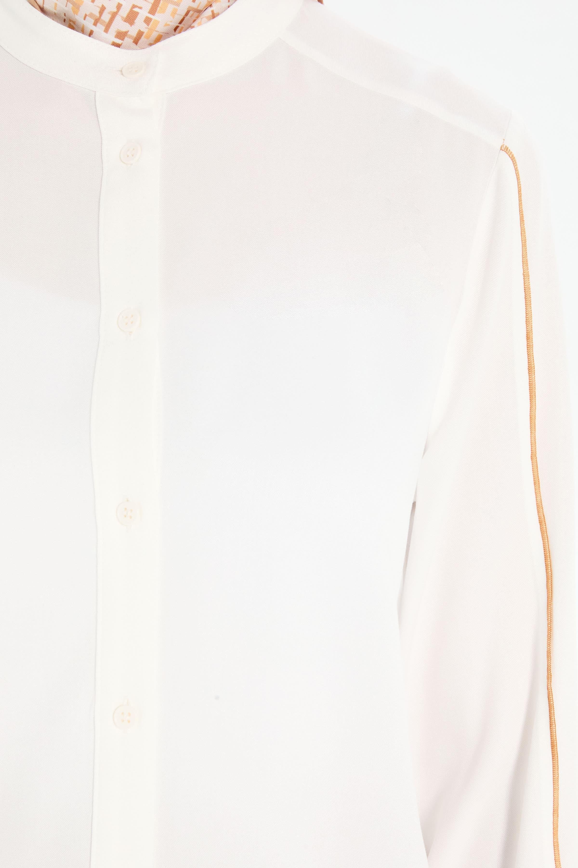 Mendil Overloğu Detaylı Gömlek - Ekru TUGBA