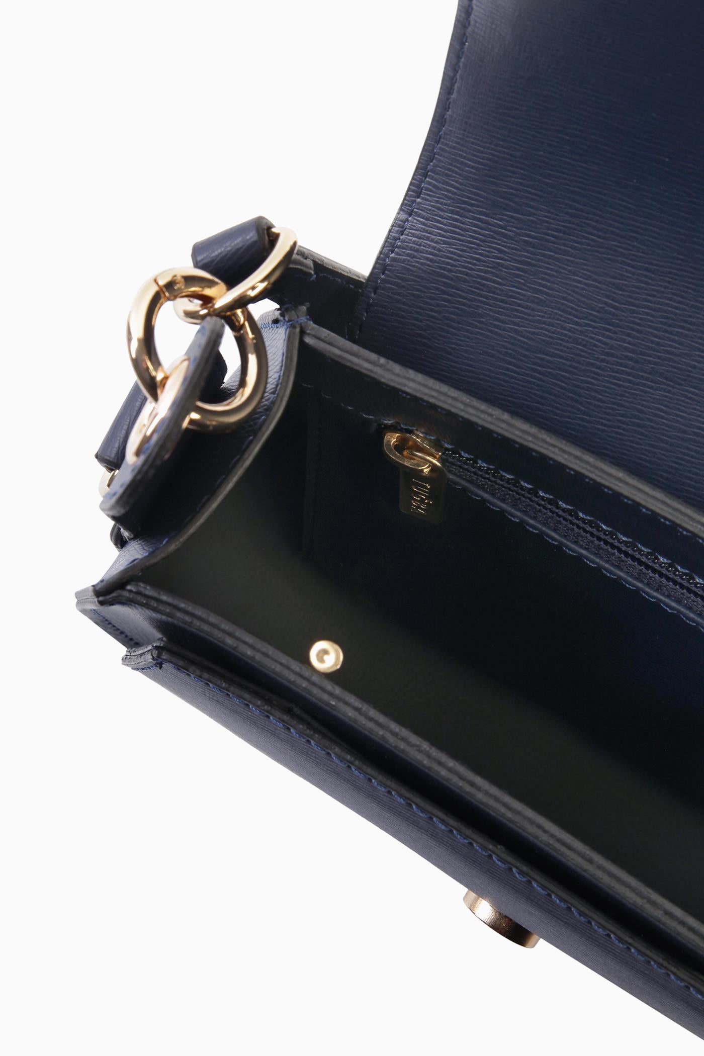 Metal Aksesuarlı Çanta - Lacivert TUGBA