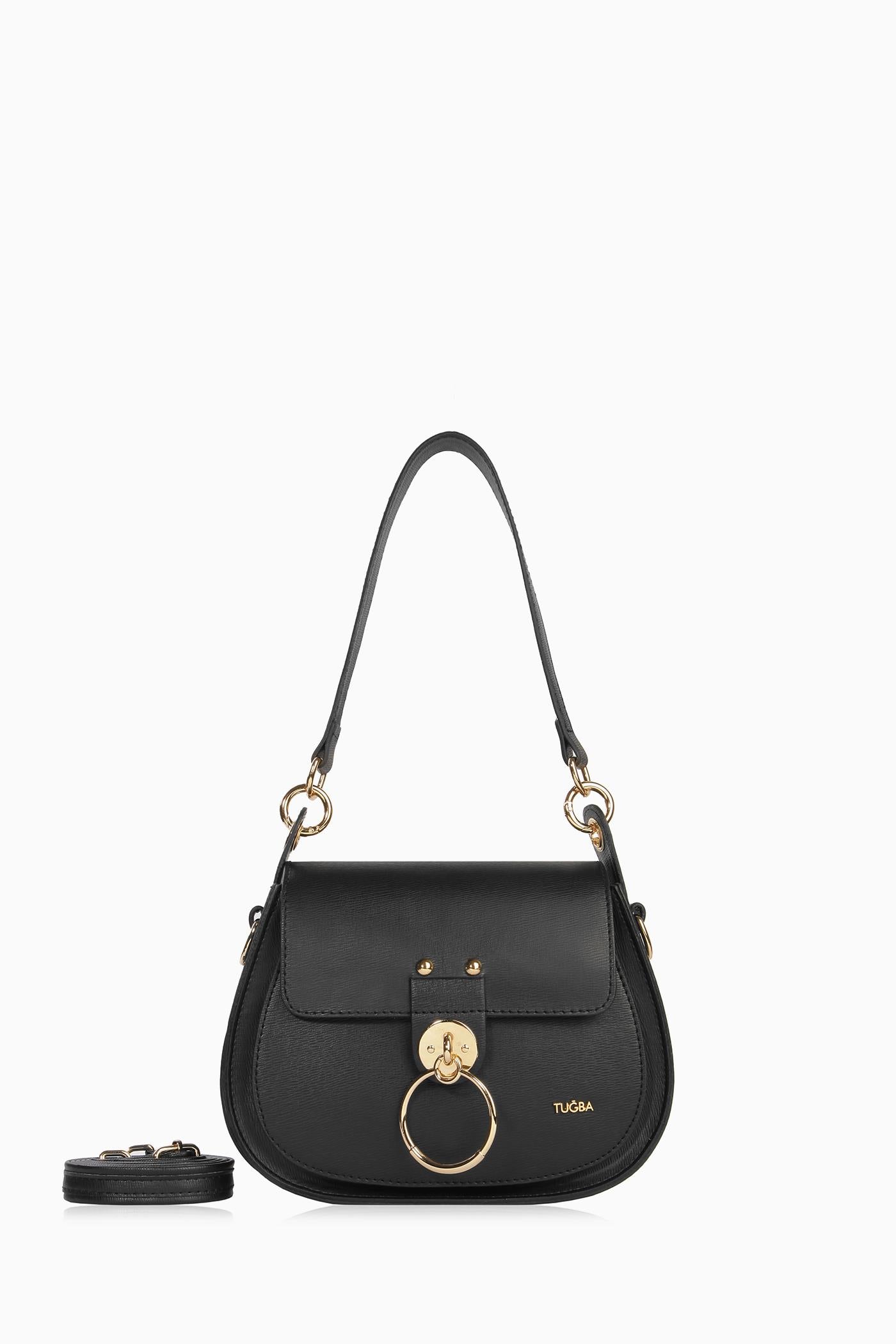 Metal Aksesuarlı Çanta - Siyah TUGBA