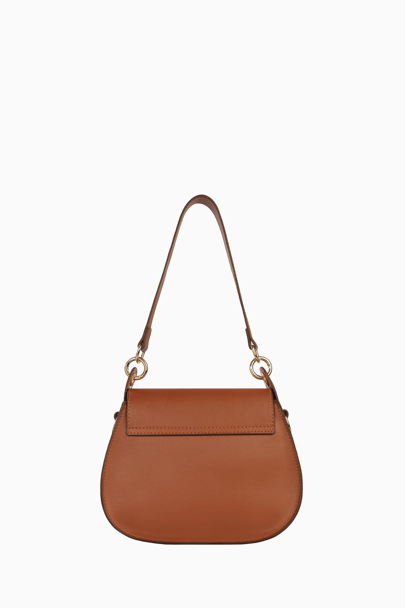 Metal Aksesuarlı Çanta - Taba TUGBA