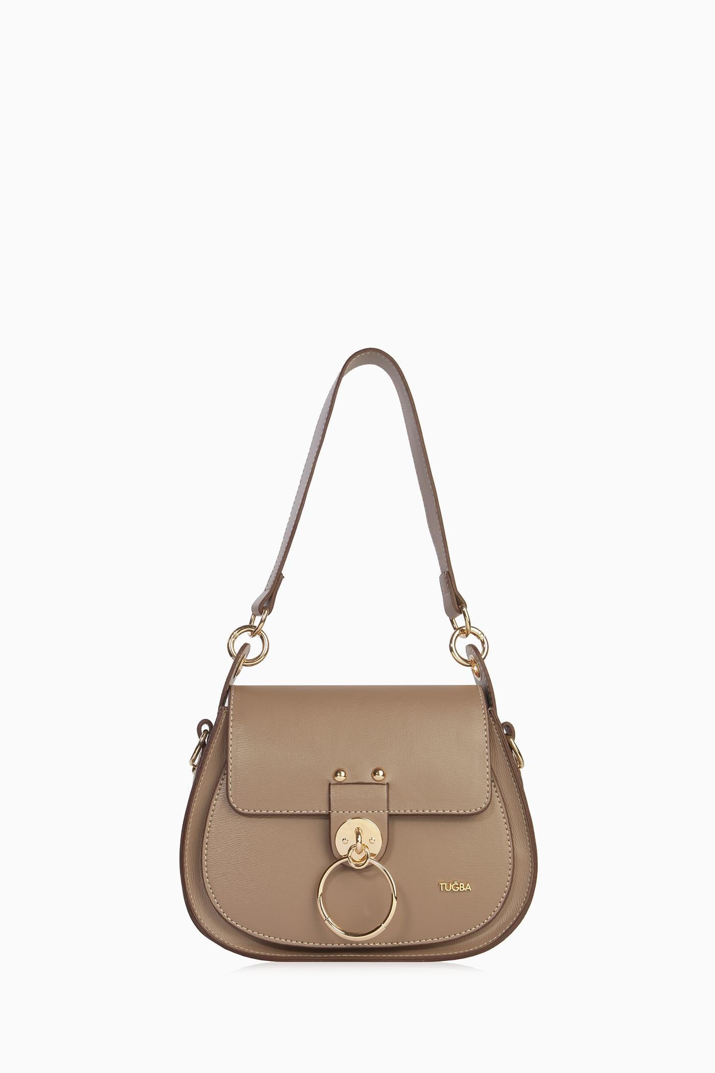 Metal Aksesuarlı Çanta - Vizon TUGBA
