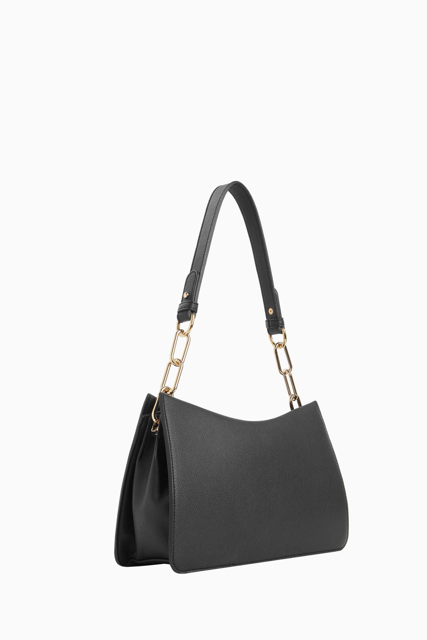 Metal Aksesuarlı Satchel Çanta - Siyah TUGBA